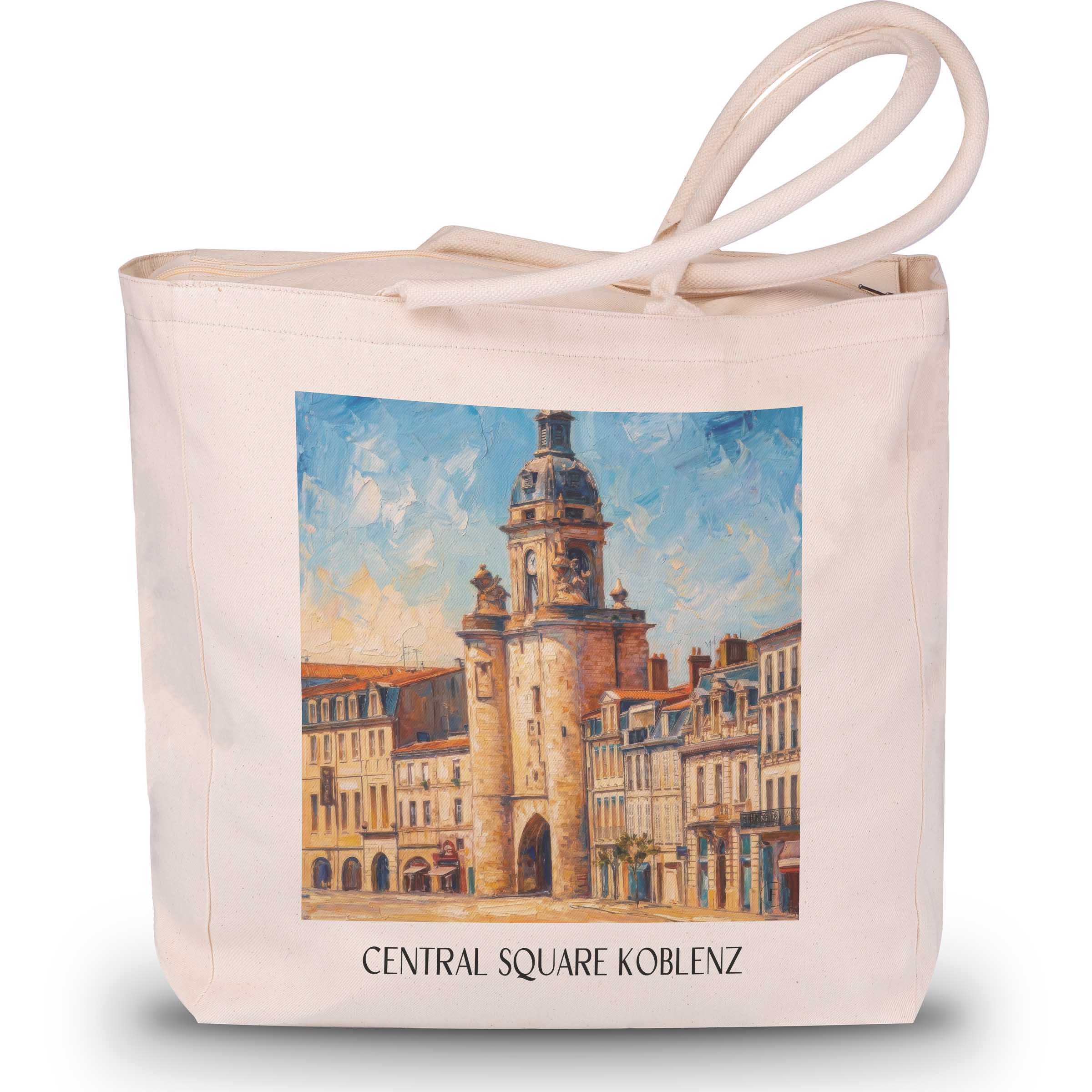 Grosse Horloge Shopping Tasche - La Rochelle - Frankreich Tote Bag - Einkaufstasche im Ölgemälde Stil