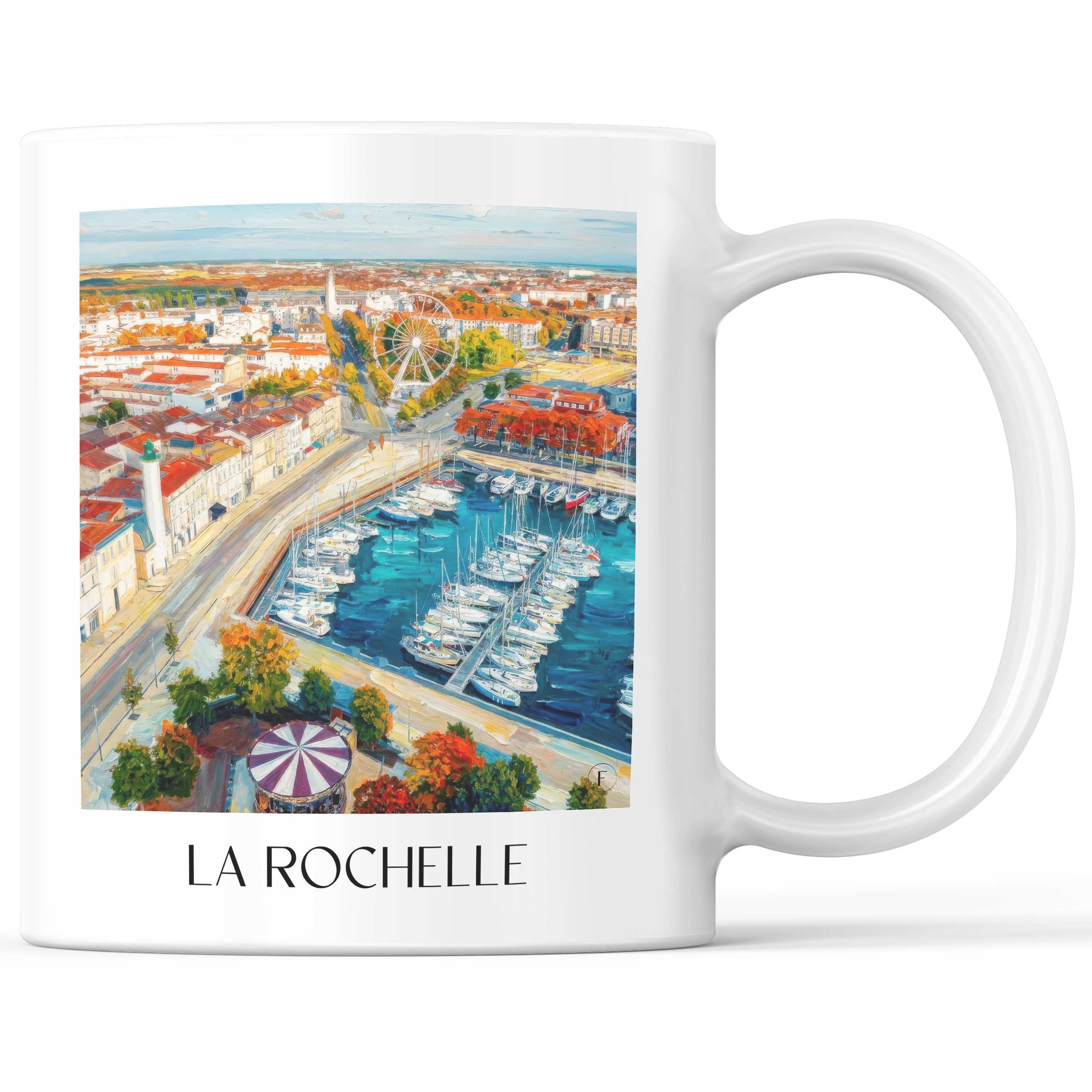 La Rochelle Kaffeebecher - Charente-Maritime - Frankreich Becher - Kaffeetasse im Ölgemälde Stil