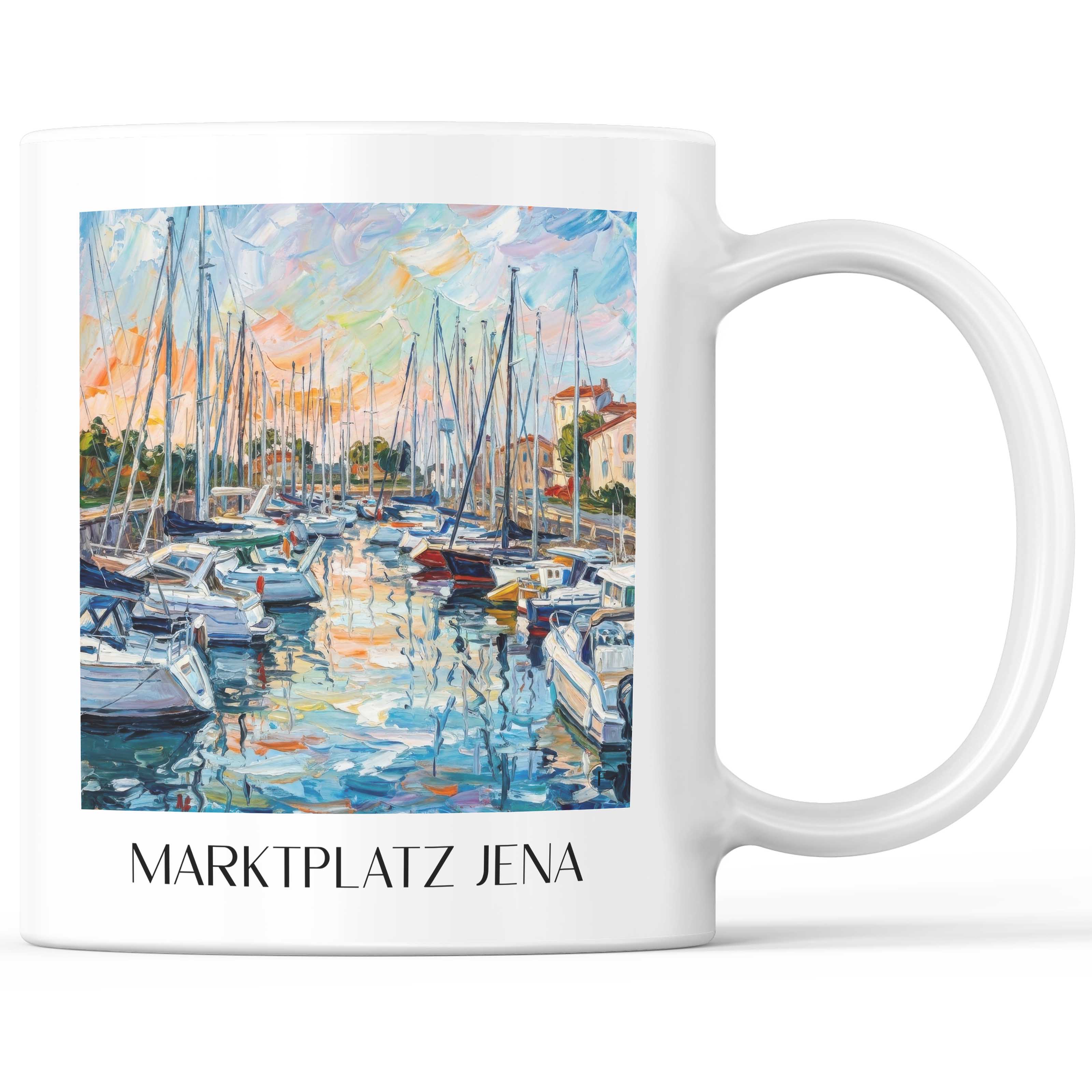 Port de Saint-Martin Kaffeebecher - Île de Ré - Frankreich Becher - Kaffeetasse im Ölgemälde Stil