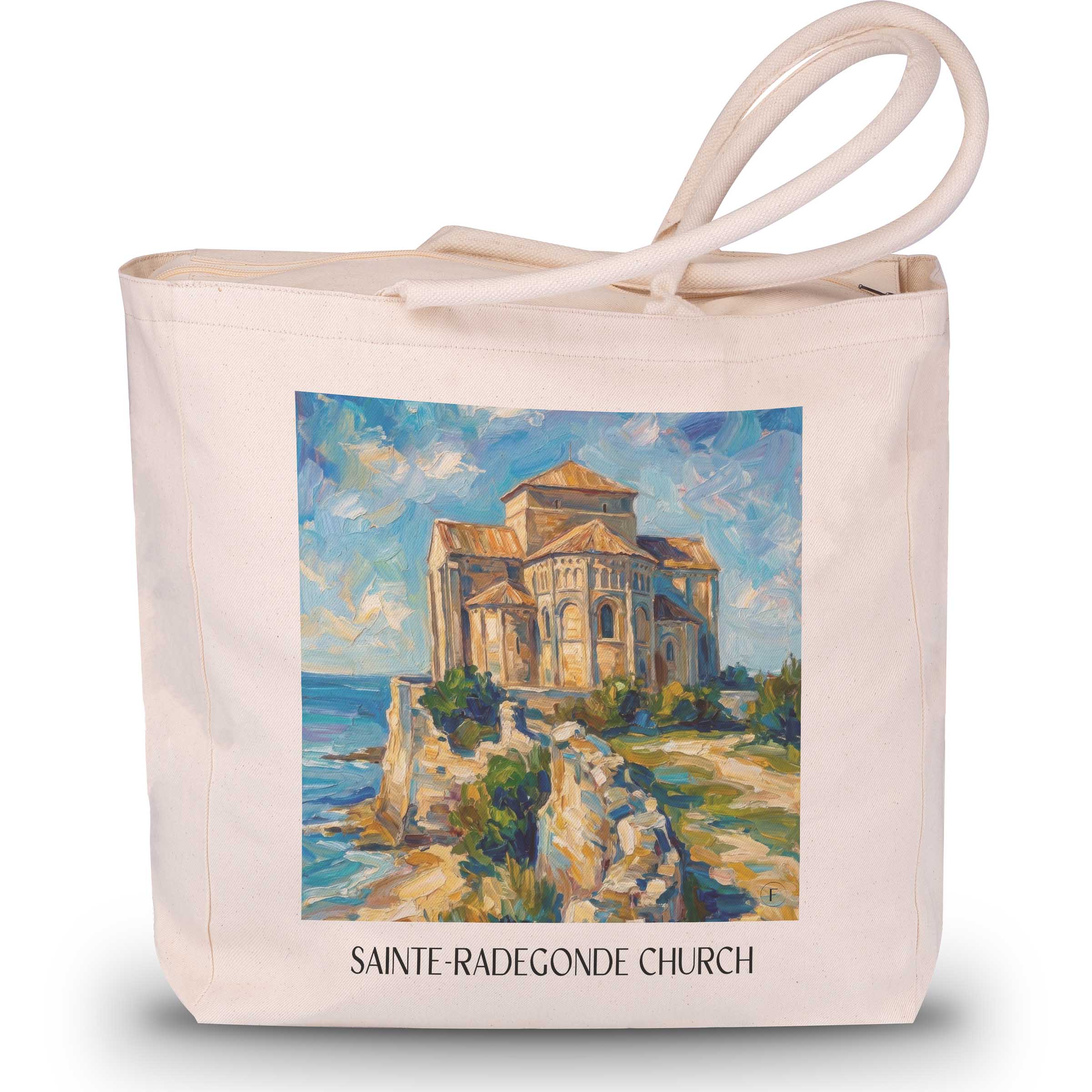 Église Sainte-Radegonde Shopping Tasche - Talmont-sur-Gironde - Frankreich Tote Bag - Einkaufstasche im Ölgemälde Stil