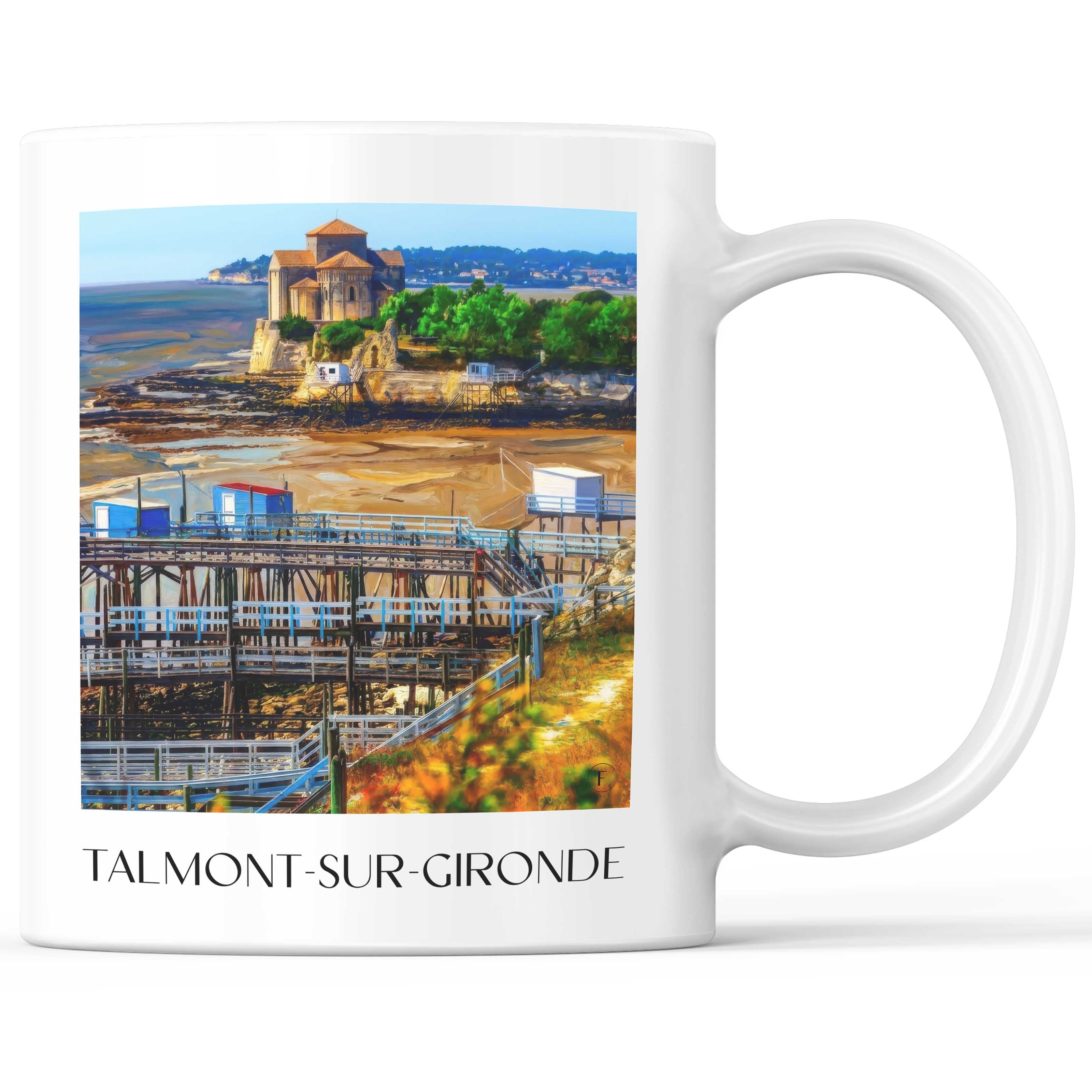Talmont-sur-Gironde Kaffeebecher - Estuaire de la Gironde - Frankreich Becher - Kaffeetasse im Ölgemälde Stil