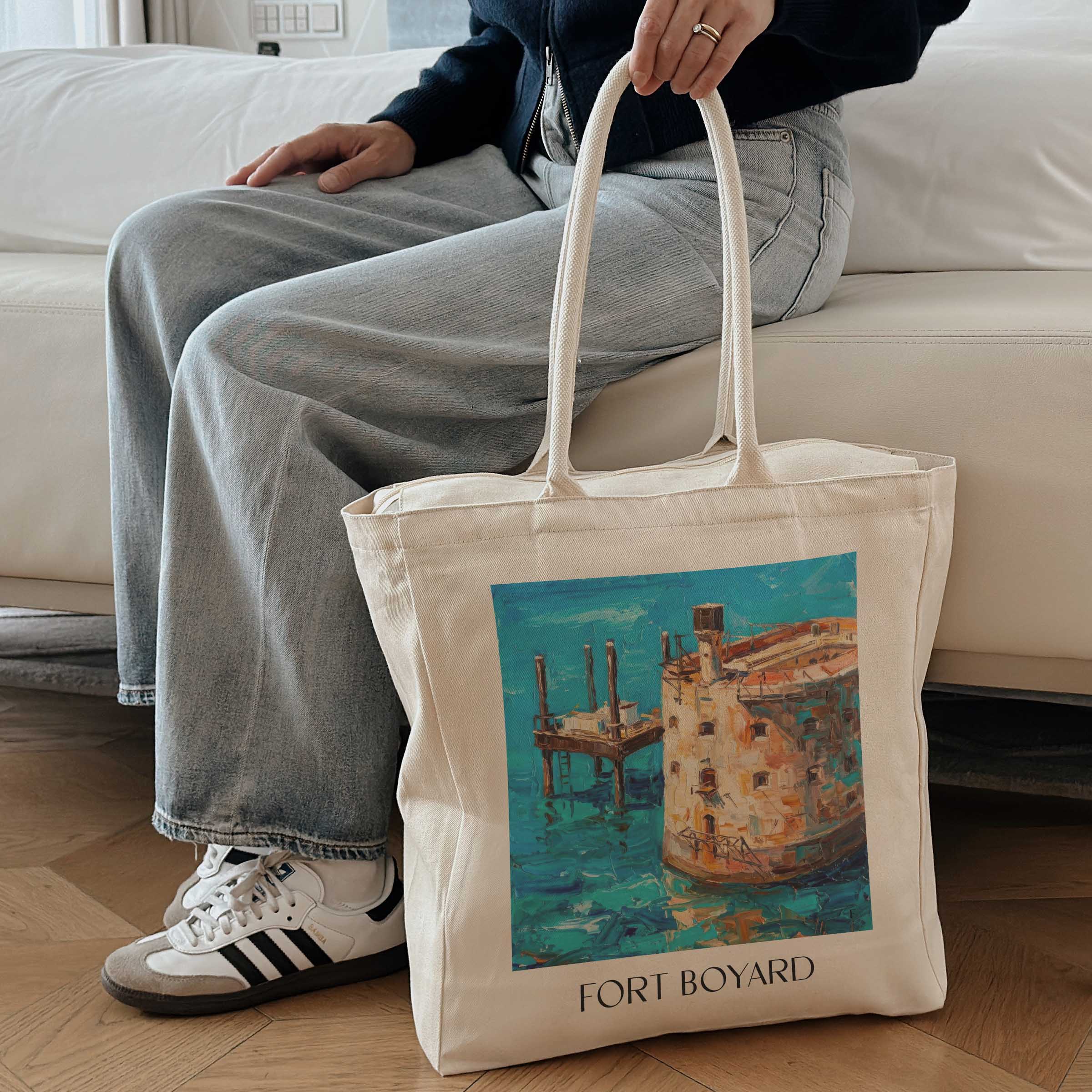 fort-boyard-charente-maritime-frankreich-einkaufstasche-oil-painting-oelgemaelde