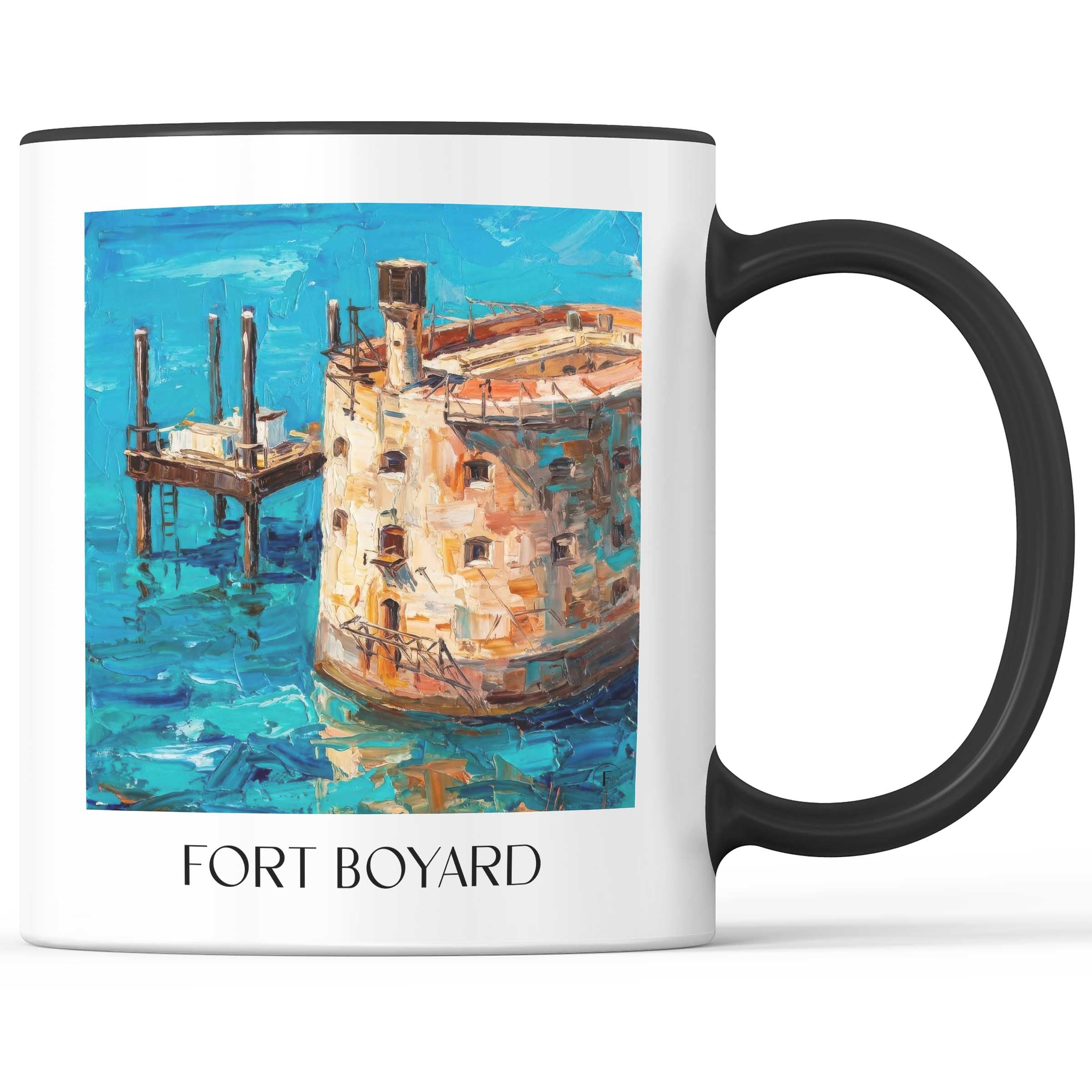 Fort Boyard Kaffeebecher - Charente-Maritime - Frankreich Becher - Kaffeetasse im Ölgemälde Stil