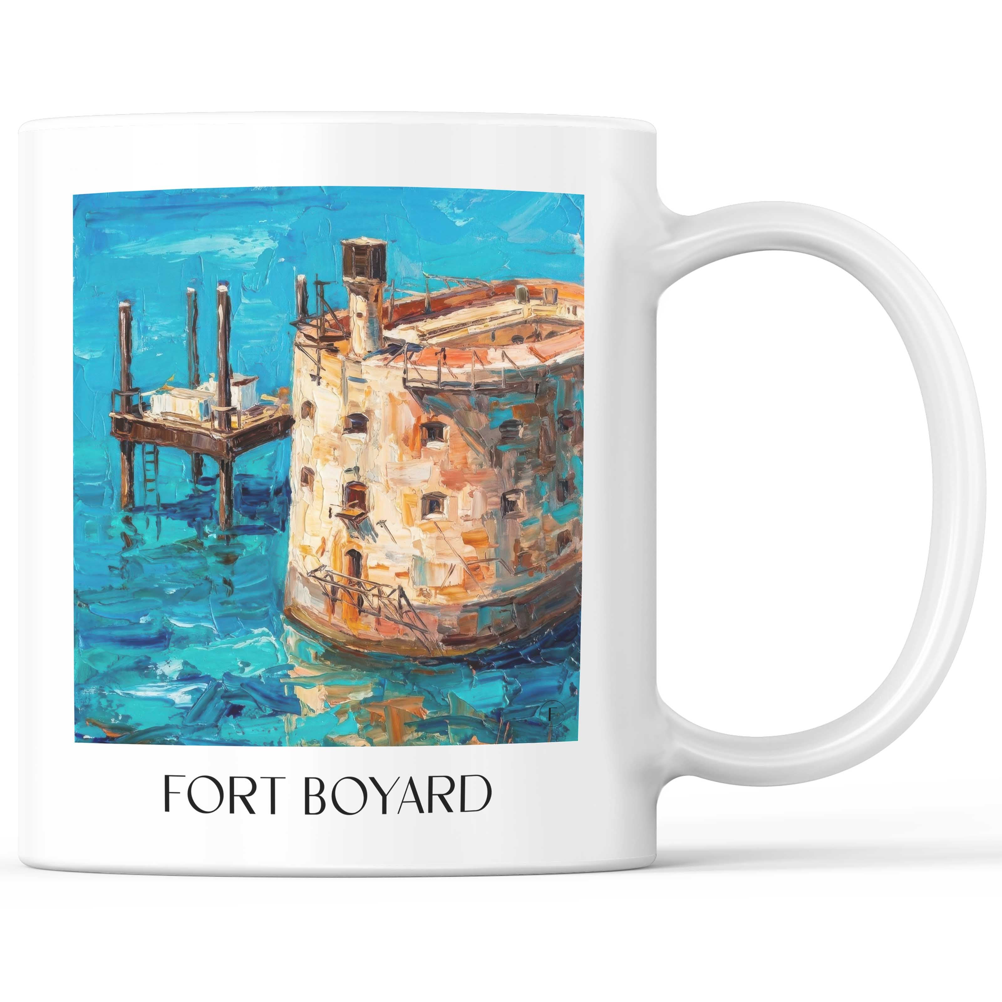Fort Boyard Kaffeebecher - Charente-Maritime - Frankreich Becher - Kaffeetasse im Ölgemälde Stil