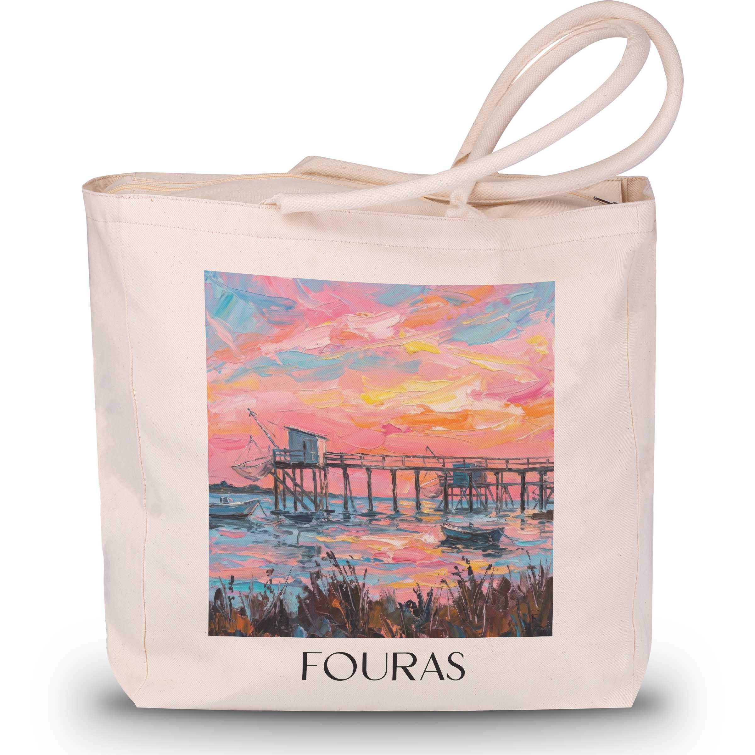 Fouras Shopping Tasche - Charente-Maritime - Frankreich Tote Bag - Einkaufstasche im Ölgemälde Stil