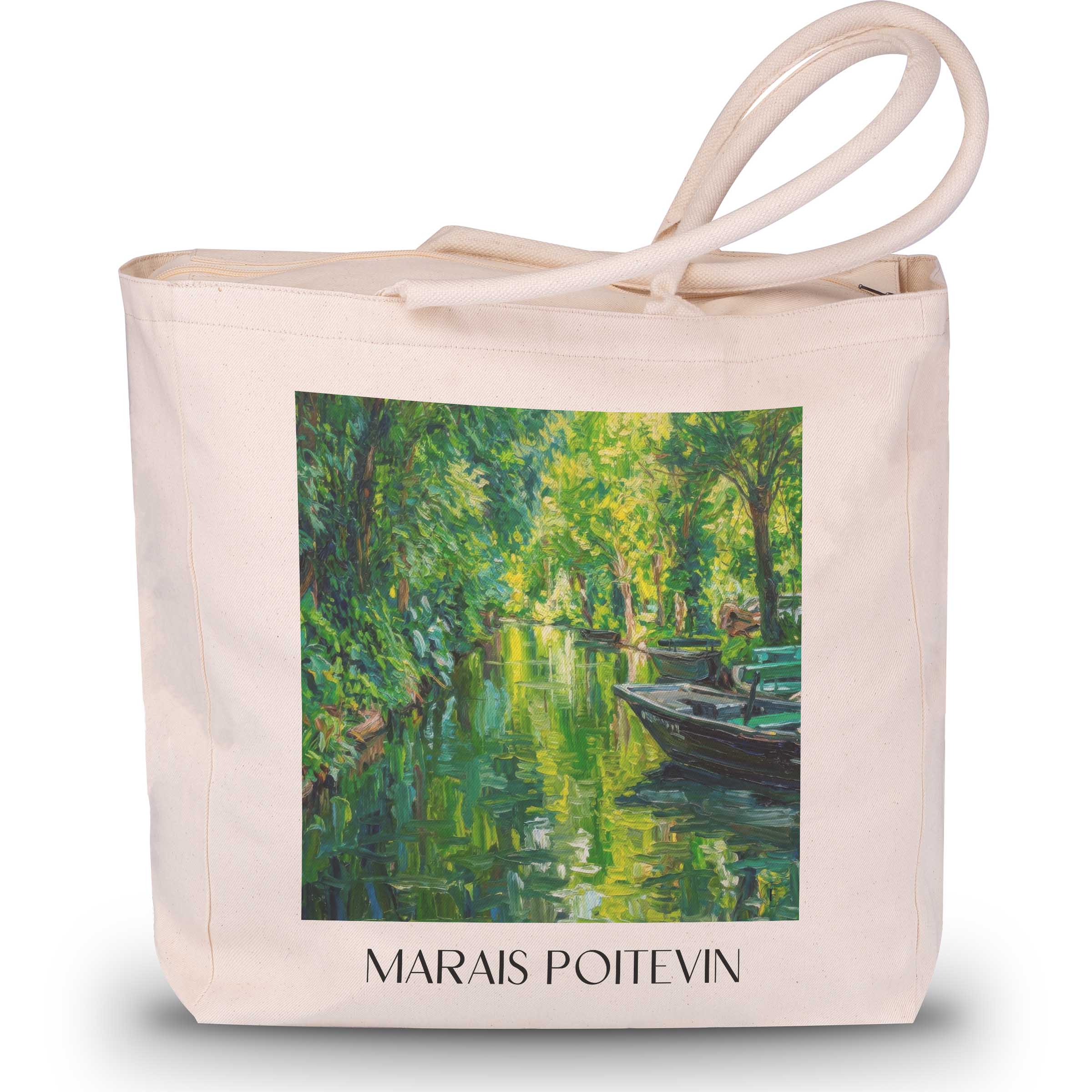 marais-poitevin-coulon-frankreich-einkaufstasche-oil-painting-oelgemaelde