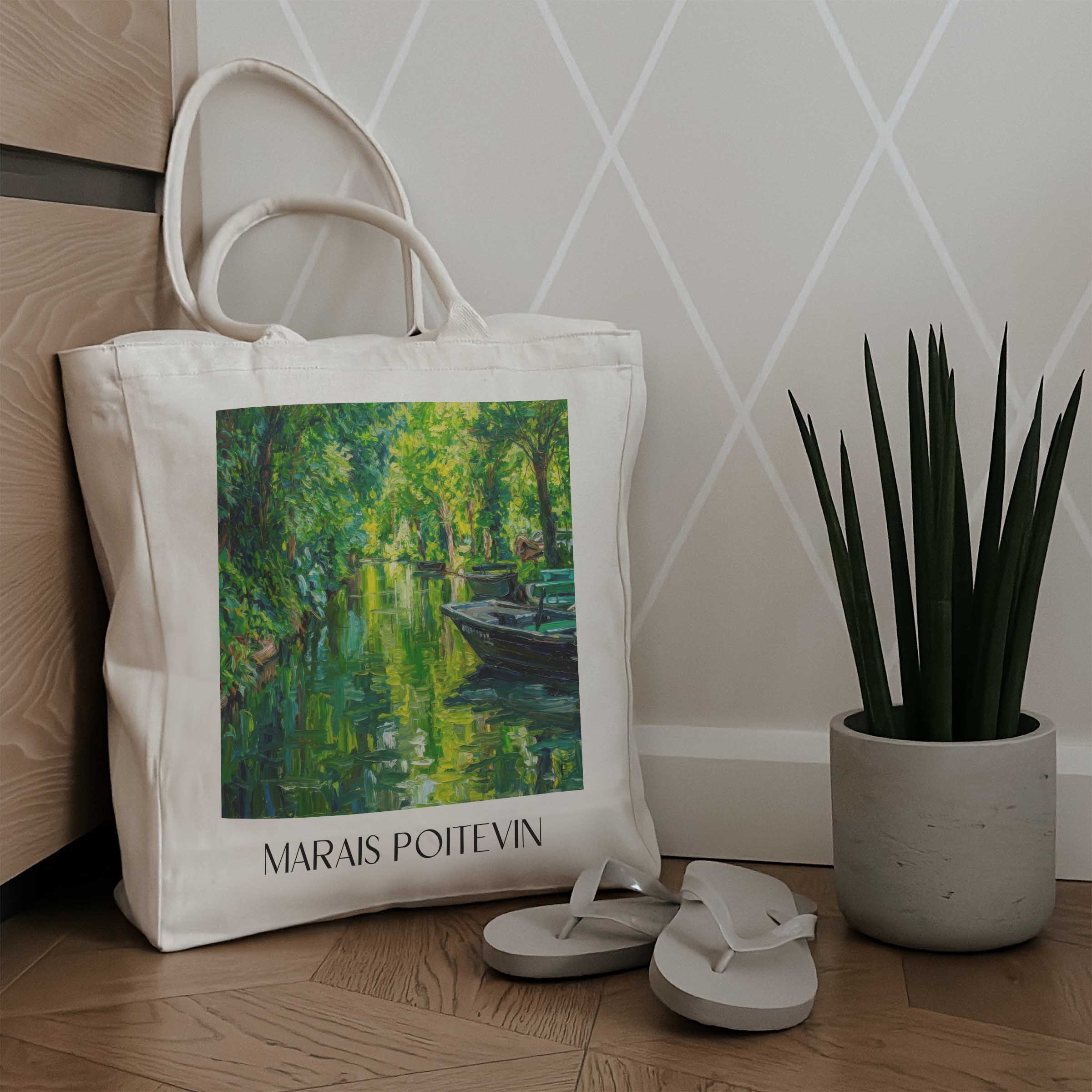marais-poitevin-coulon-frankreich-einkaufstasche-oil-painting-oelgemaelde