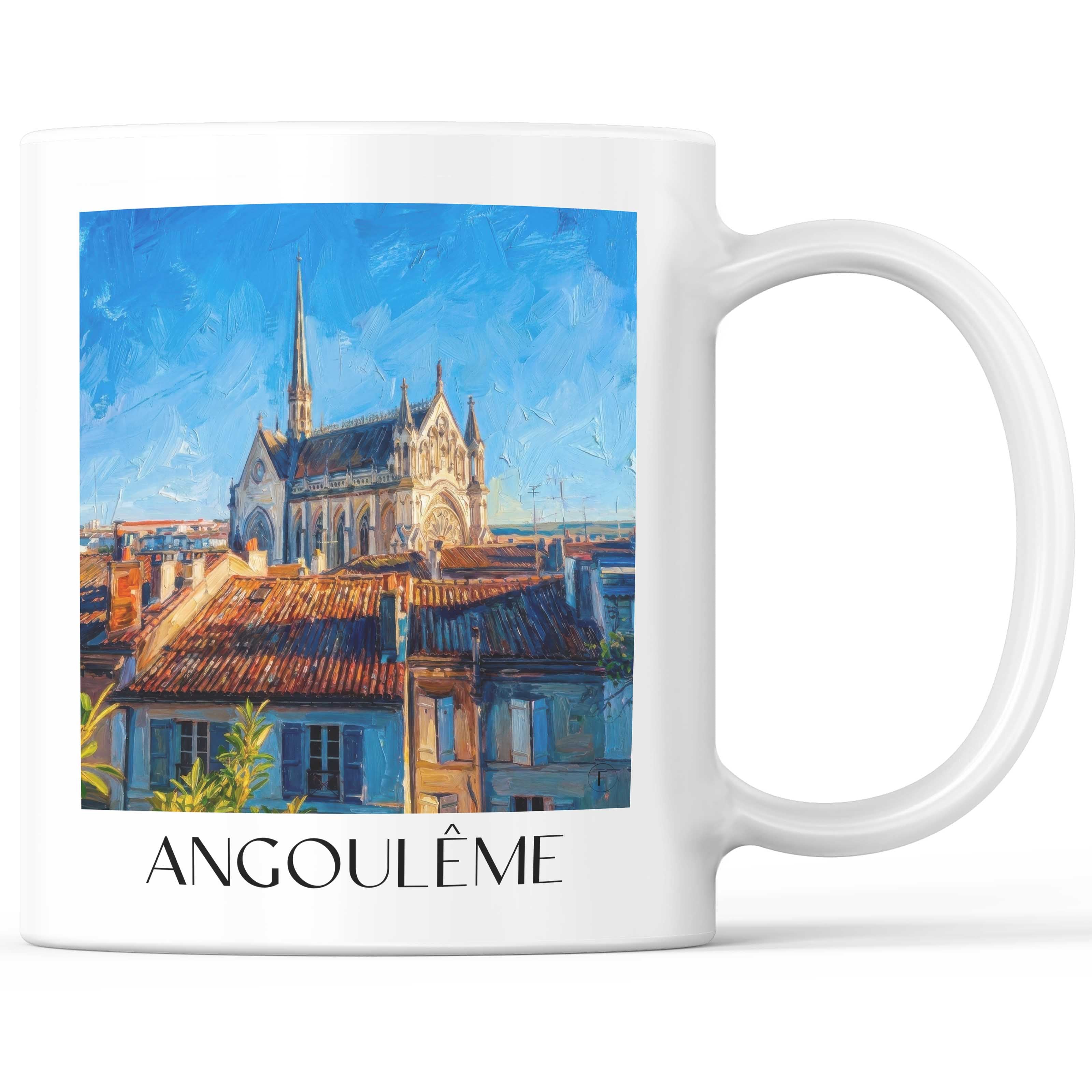 Angoulême Kaffeebecher - Charente - Frankreich Becher - Kaffeetasse im Ölgemälde Stil