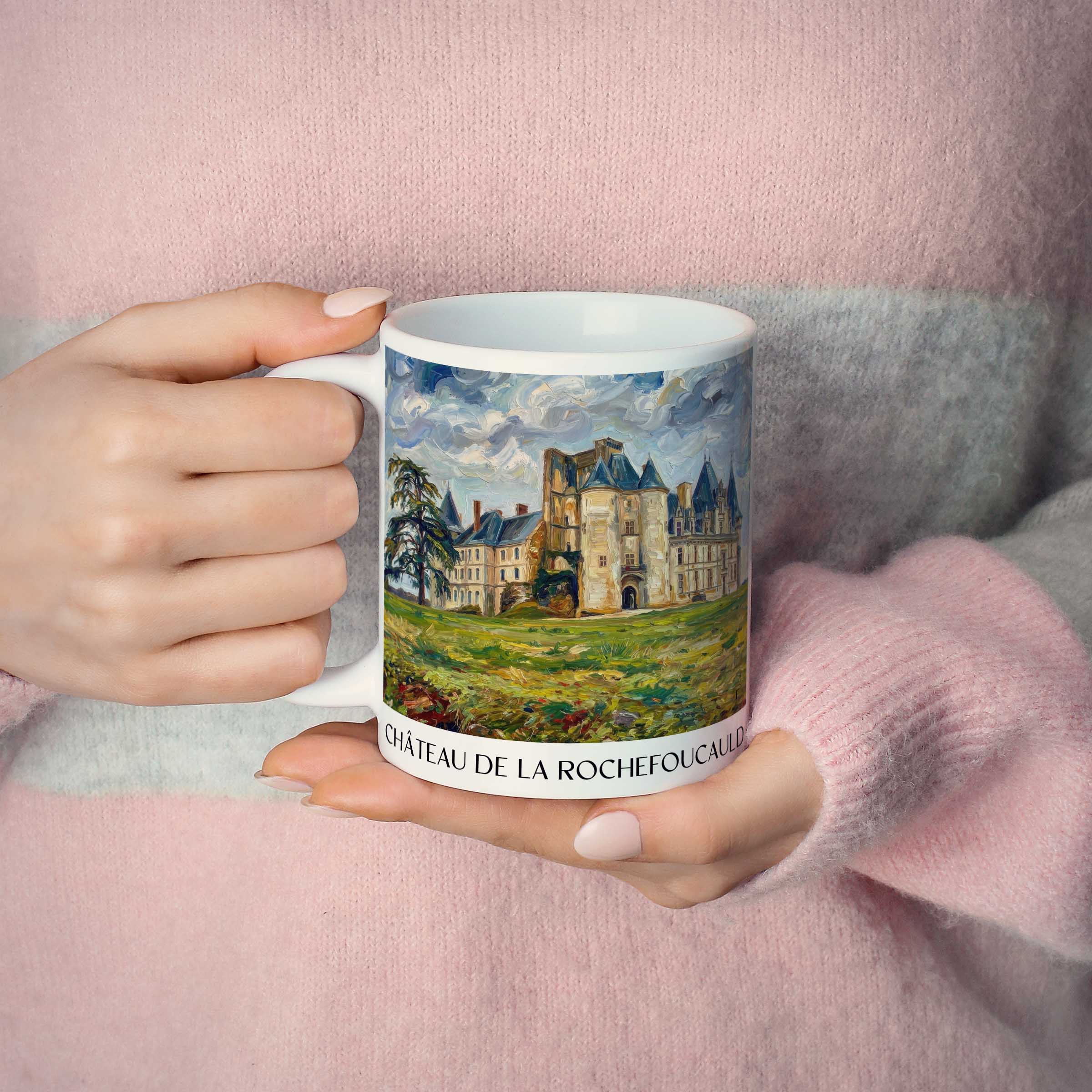 château-de-la-rochefoucauld-charente-frankreich-kaffeebecher-oil-painting-oelgemaelde