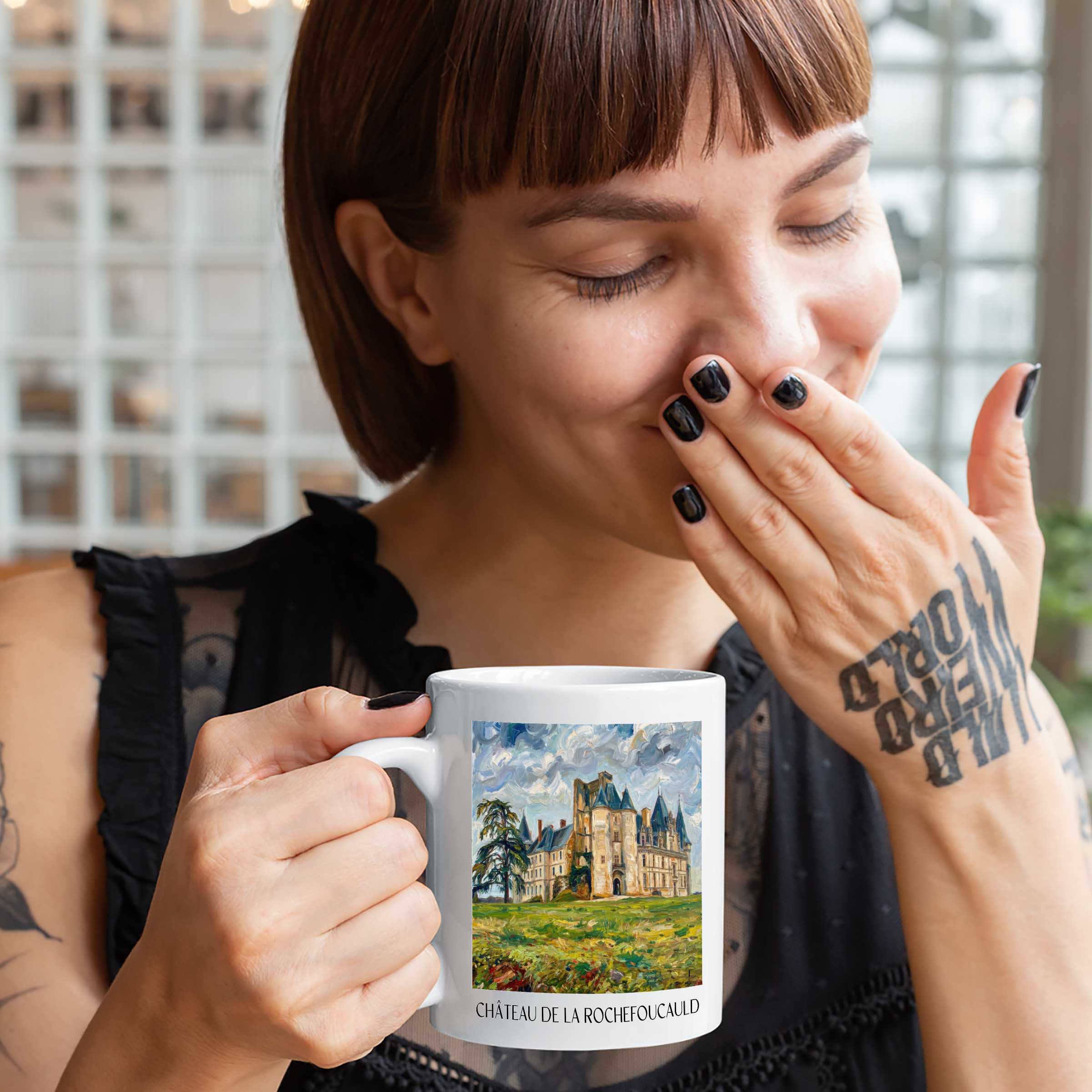 château-de-la-rochefoucauld-charente-frankreich-kaffeebecher-oil-painting-oelgemaelde