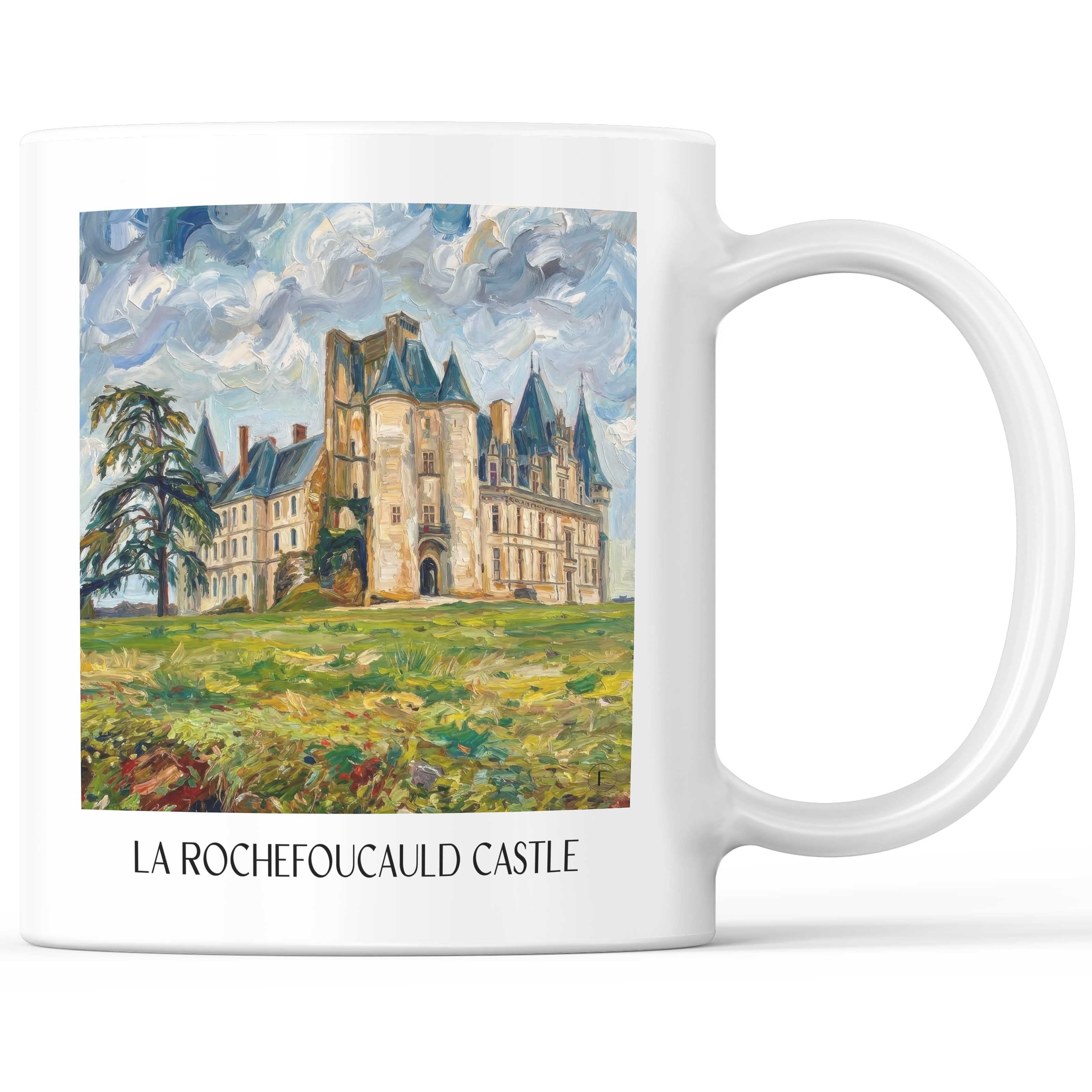 Château de La Rochefoucauld Kaffeebecher - Charente - Frankreich Becher - Kaffeetasse im Ölgemälde Stil