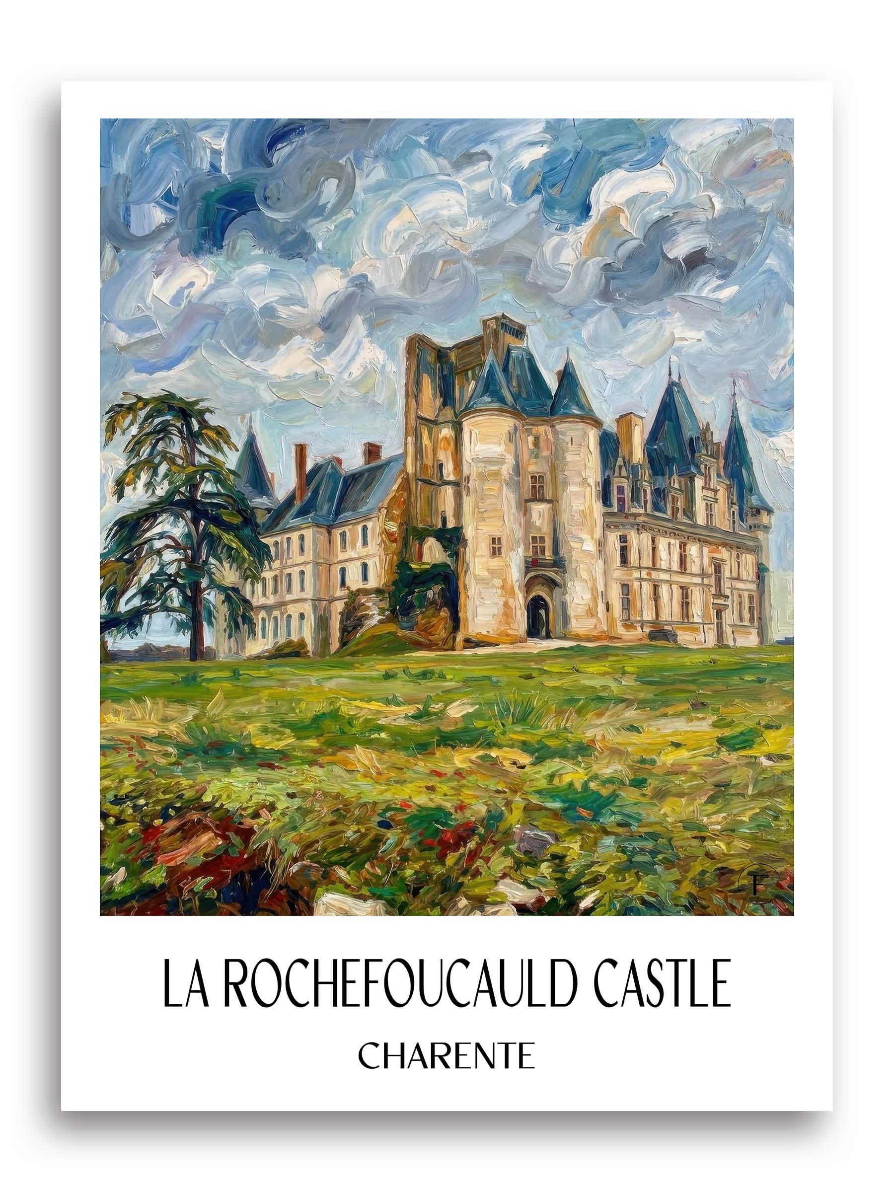 Château de La Rochefoucauld Poster - Charente - Frankreich Kunstdruck - Ölgemälde von A4 bis A1