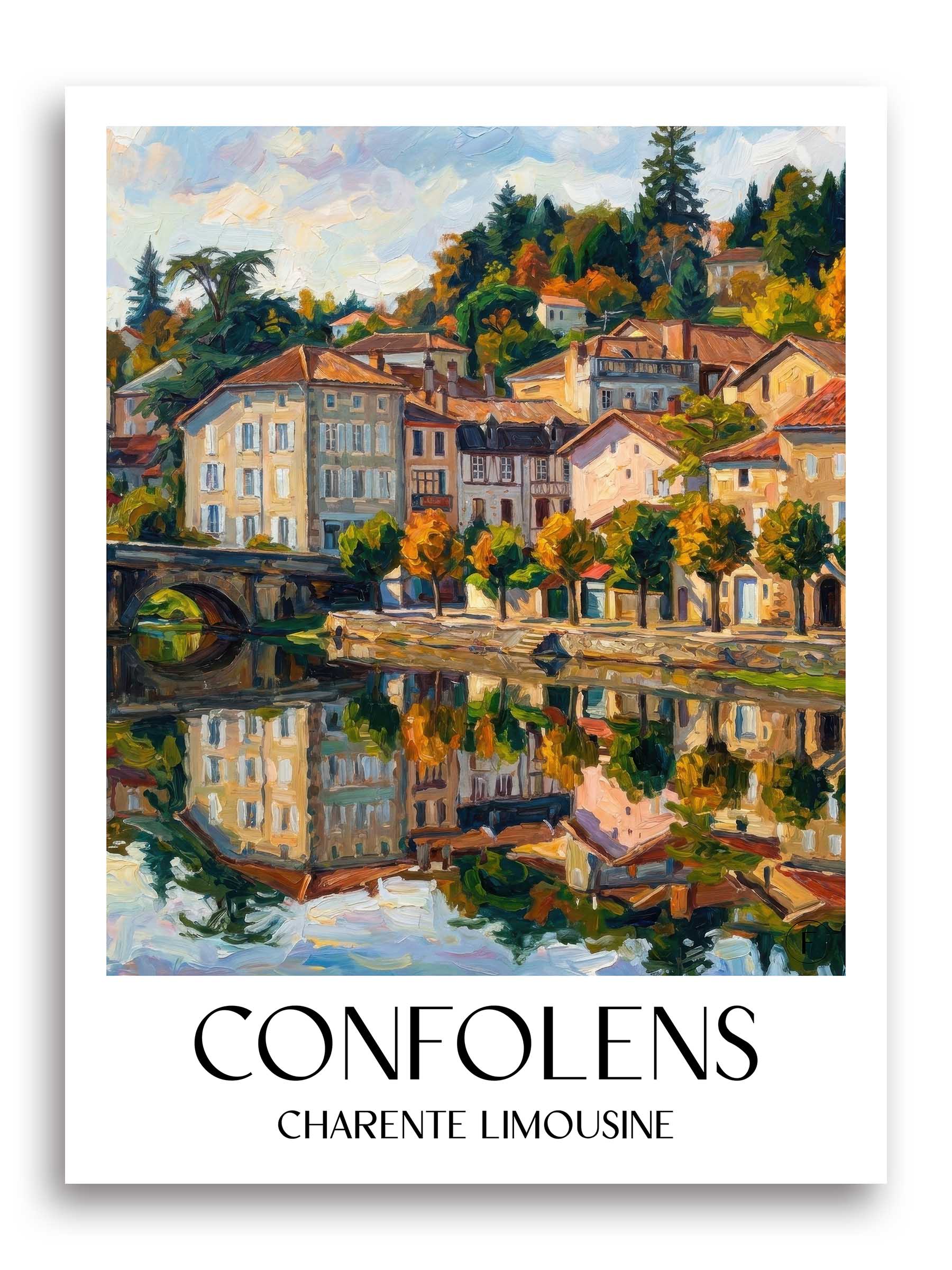 Confolens Poster - Charente Limousine - Frankreich Kunstdruck - Ölgemälde von A4 bis A1