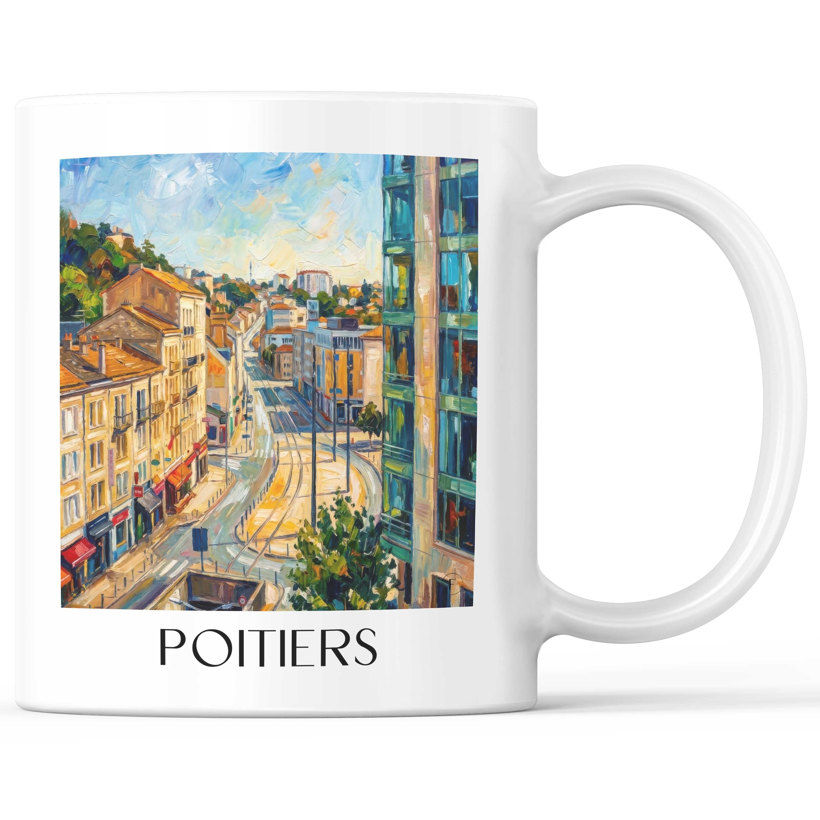 Poitiers Kaffeebecher - Vienne - Frankreich Becher - Kaffeetasse im Ölgemälde Stil