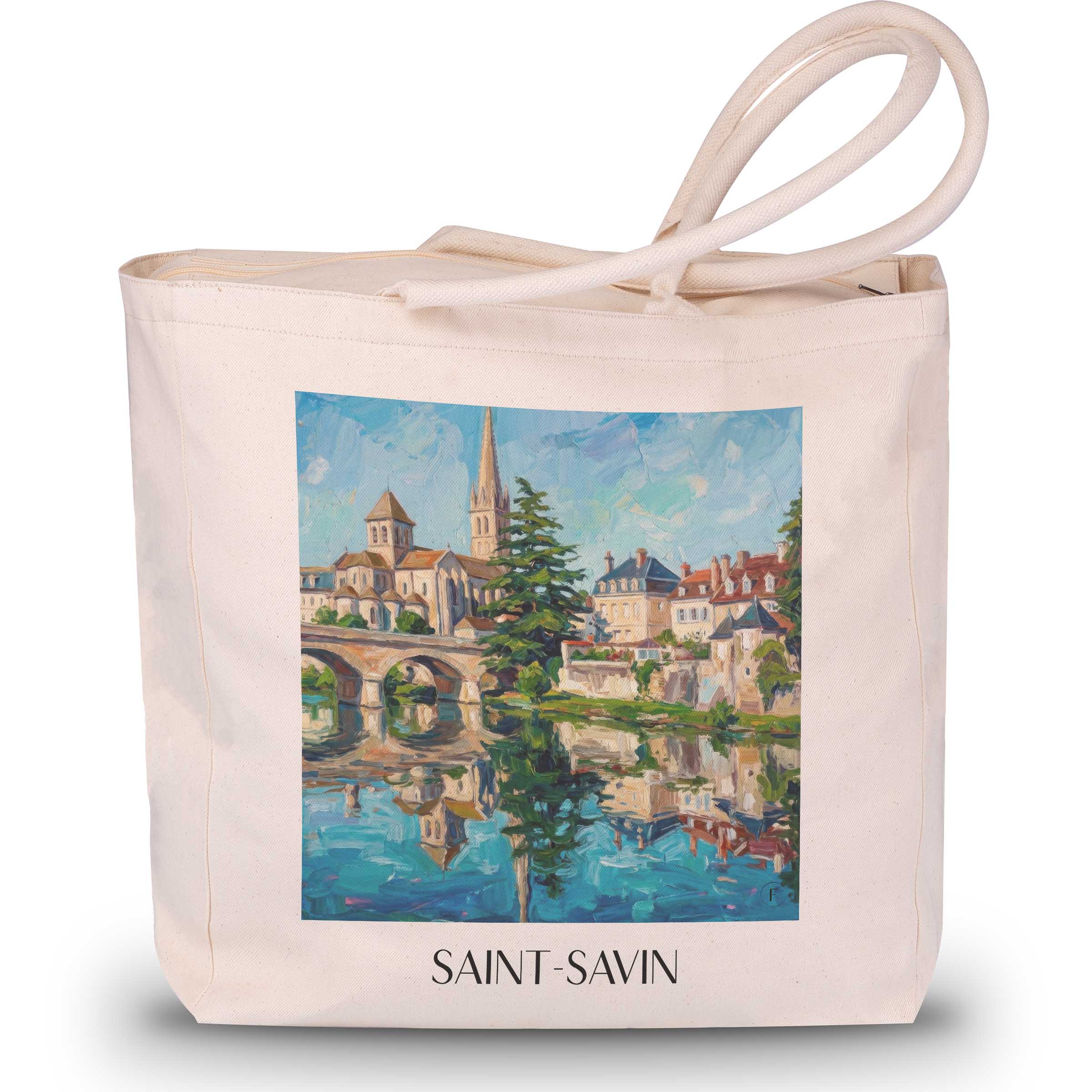 Saint-Savin Shopping Tasche - Vallée de la Gartempe - Frankreich Tote Bag - Einkaufstasche im Ölgemälde Stil