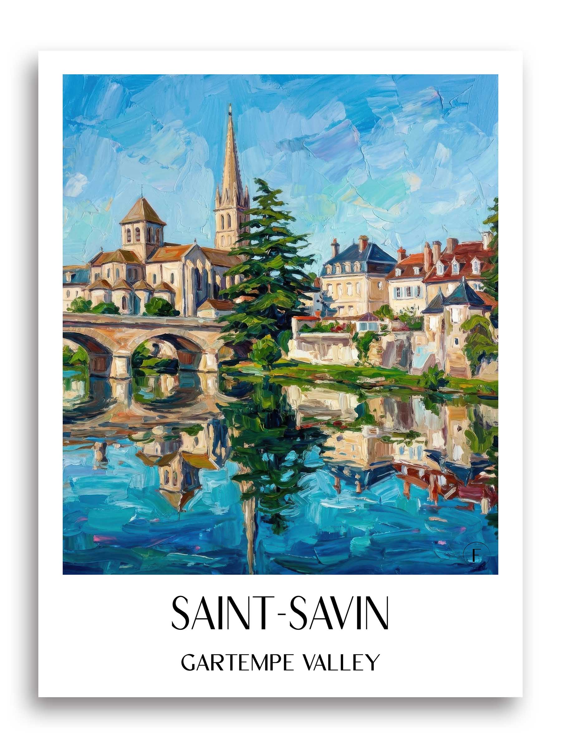 Saint-Savin Poster - Vallée de la Gartempe - Frankreich Kunstdruck - Ölgemälde von A4 bis A1