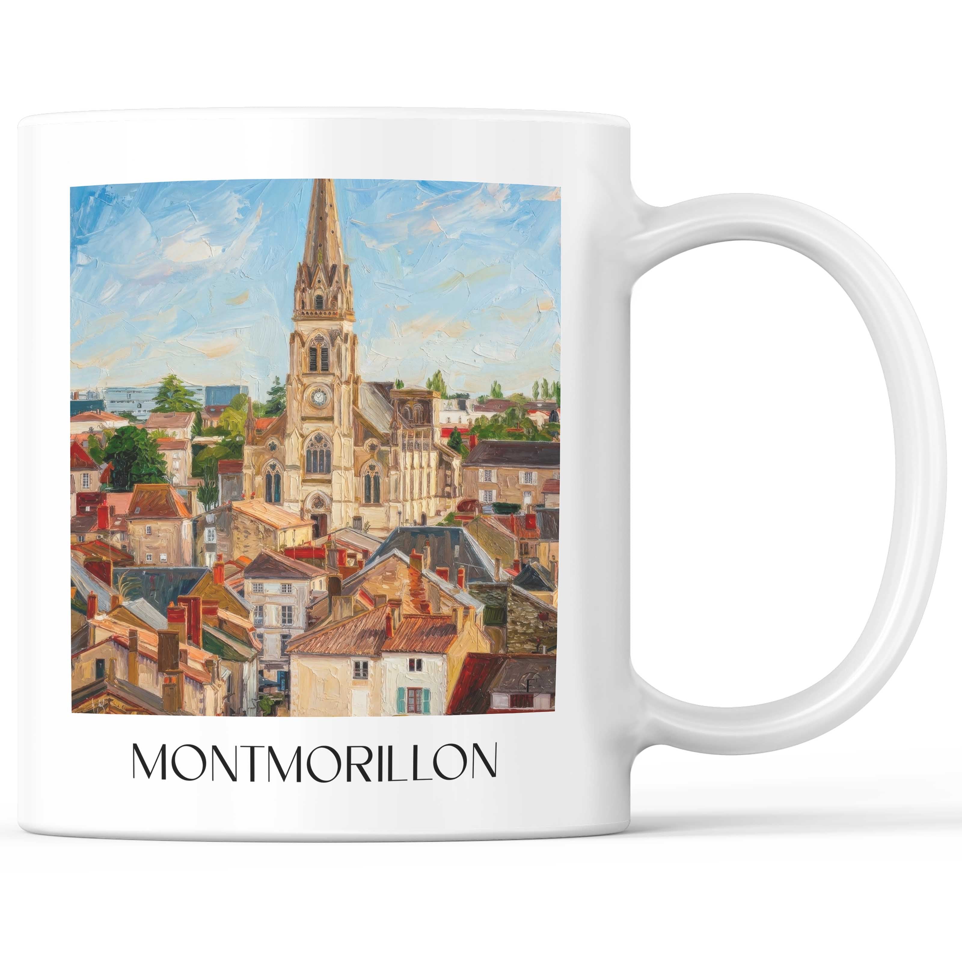 Montmorillon Kaffeebecher - Vienne - Frankreich Becher - Kaffeetasse im Ölgemälde Stil
