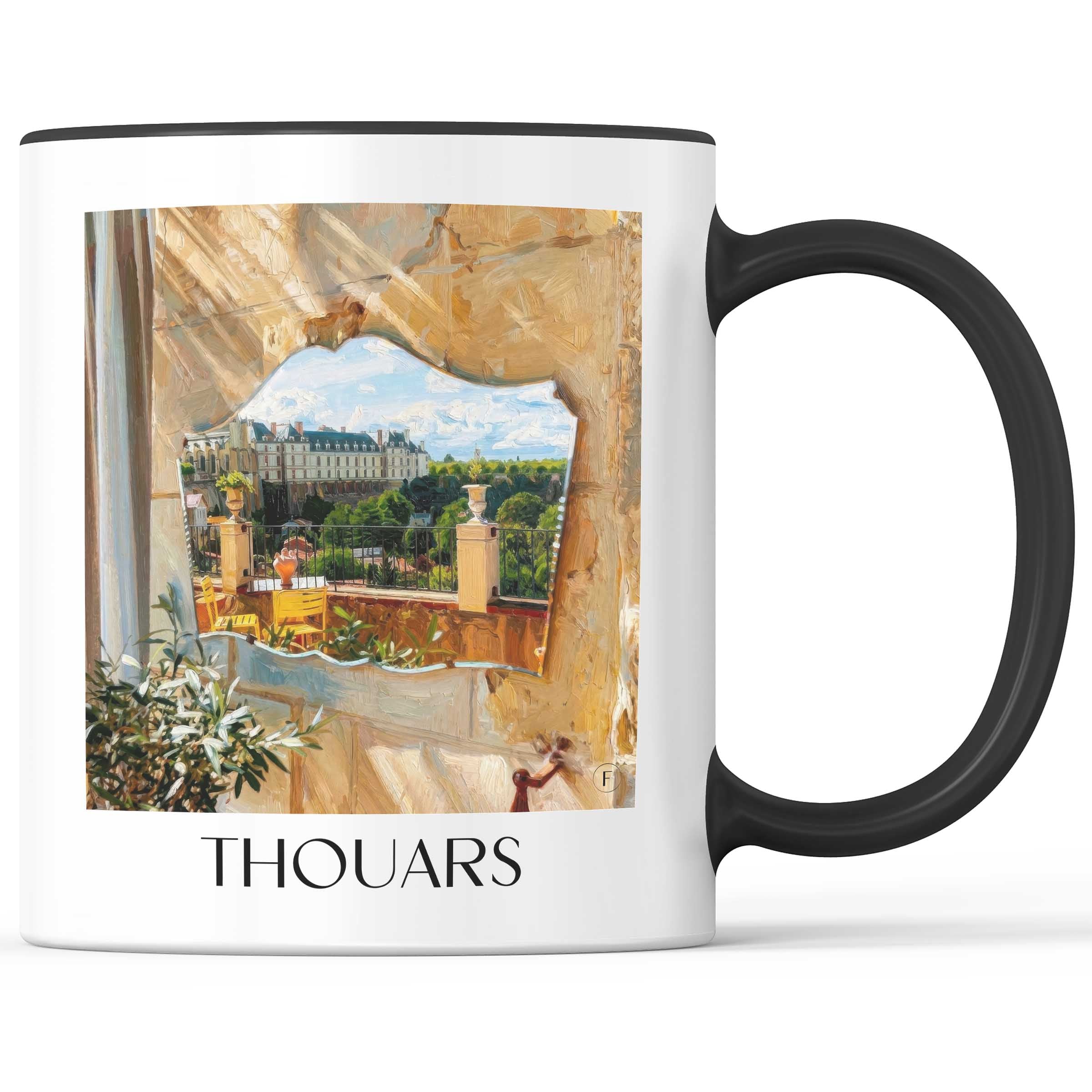 Thouars Kaffeebecher - Deux-Sèvres - Frankreich Becher - Kaffeetasse im Ölgemälde Stil