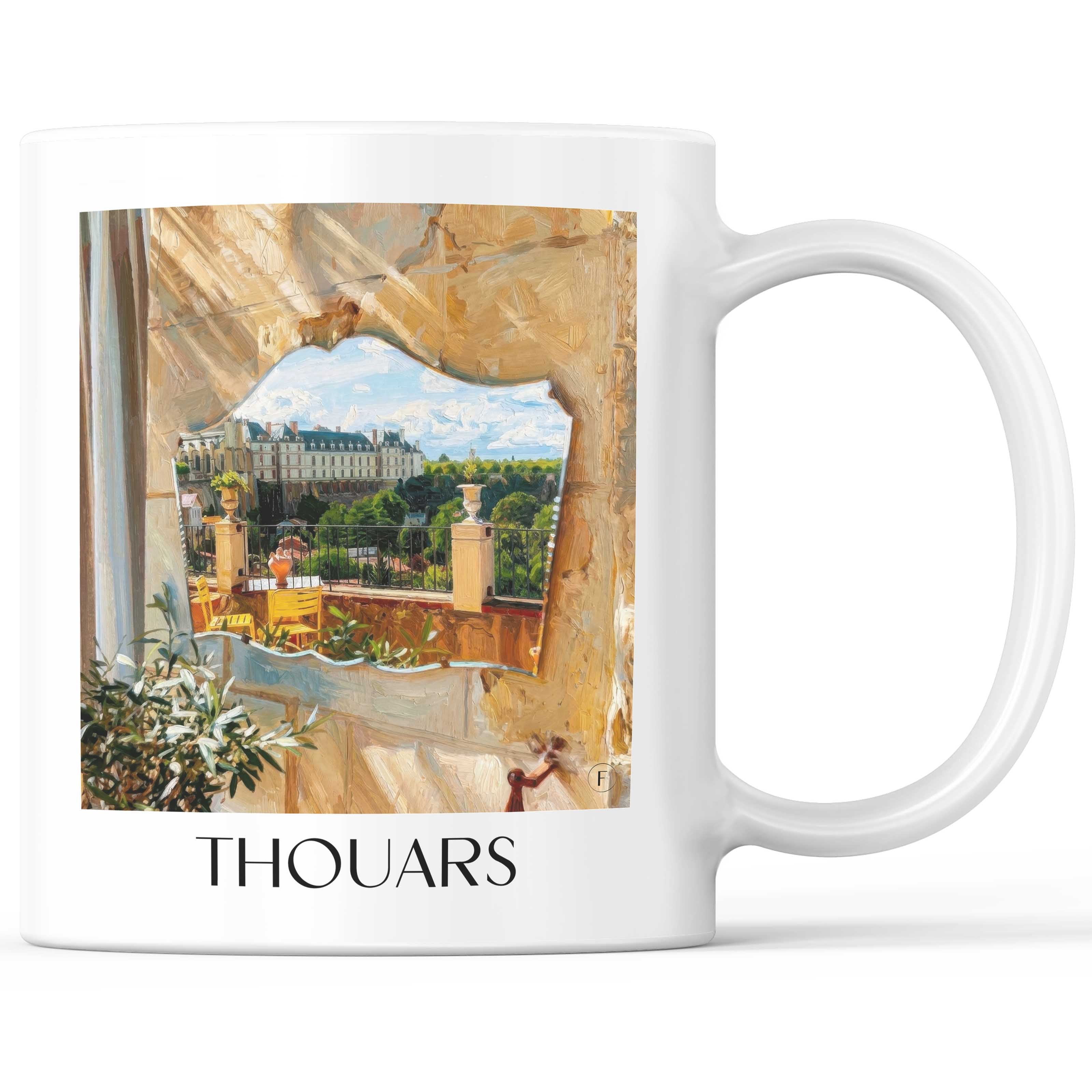 Thouars Kaffeebecher - Deux-Sèvres - Frankreich Becher - Kaffeetasse im Ölgemälde Stil