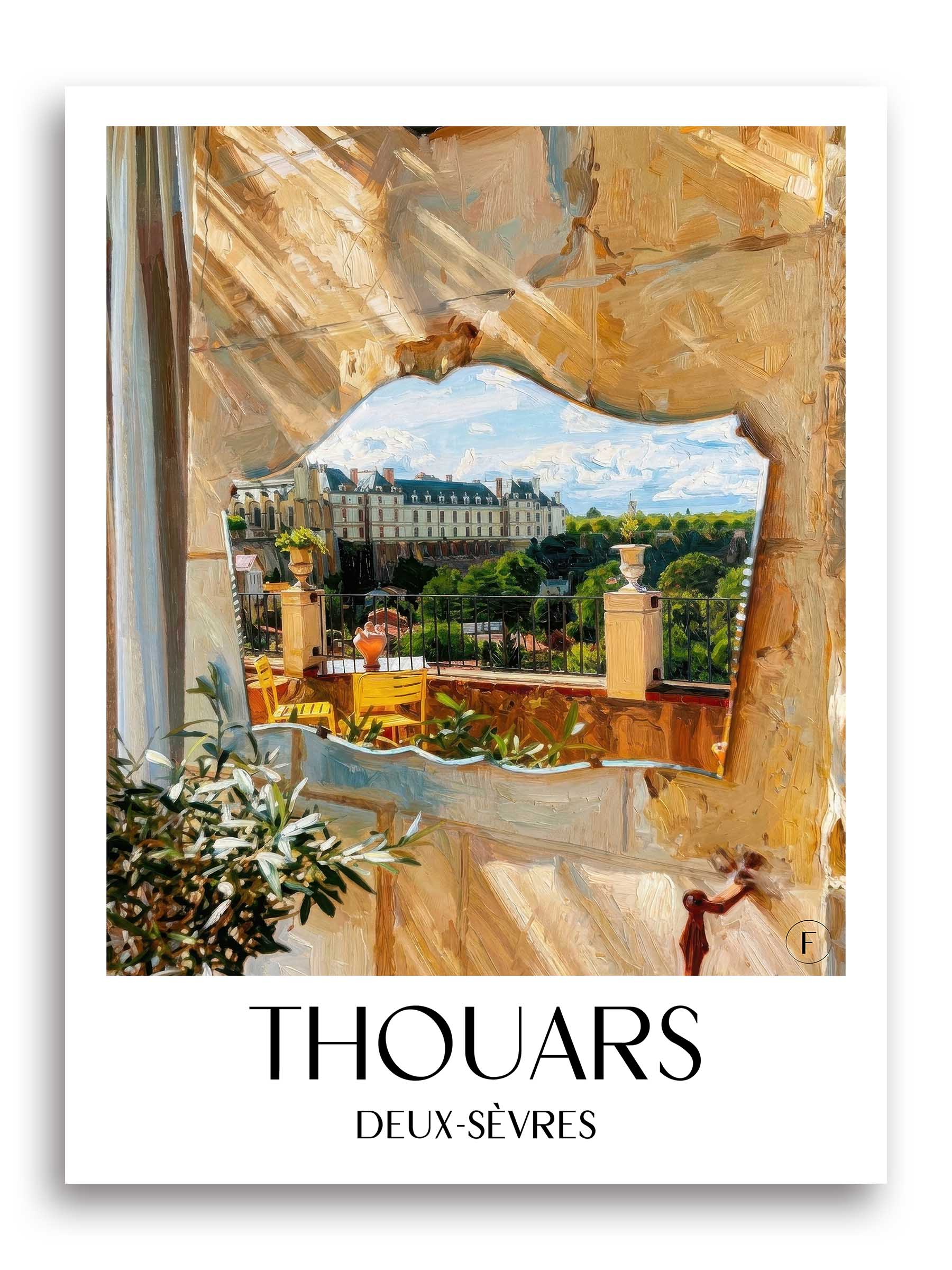 Thouars Poster - Deux-Sèvres - Frankreich Kunstdruck - Ölgemälde von A4 bis A1