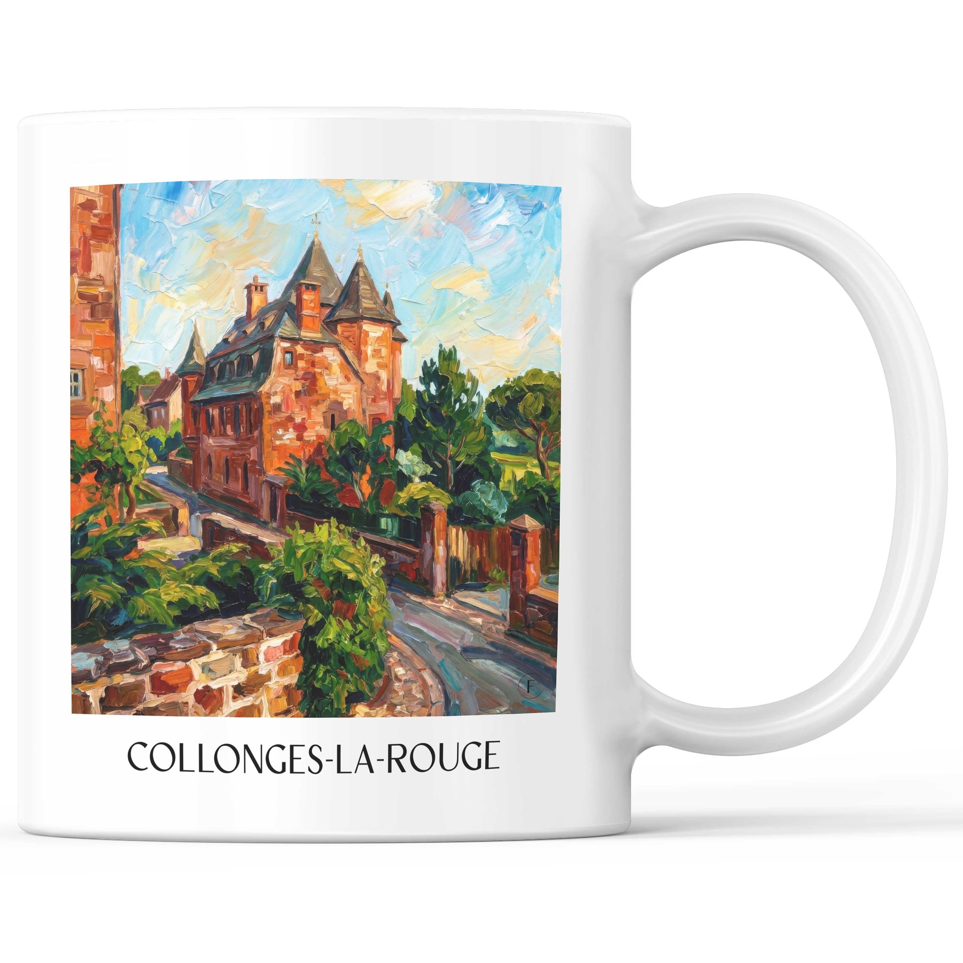 Collonges-la-Rouge Kaffeebecher - Corrèze - Frankreich Becher - Kaffeetasse im Ölgemälde Stil
