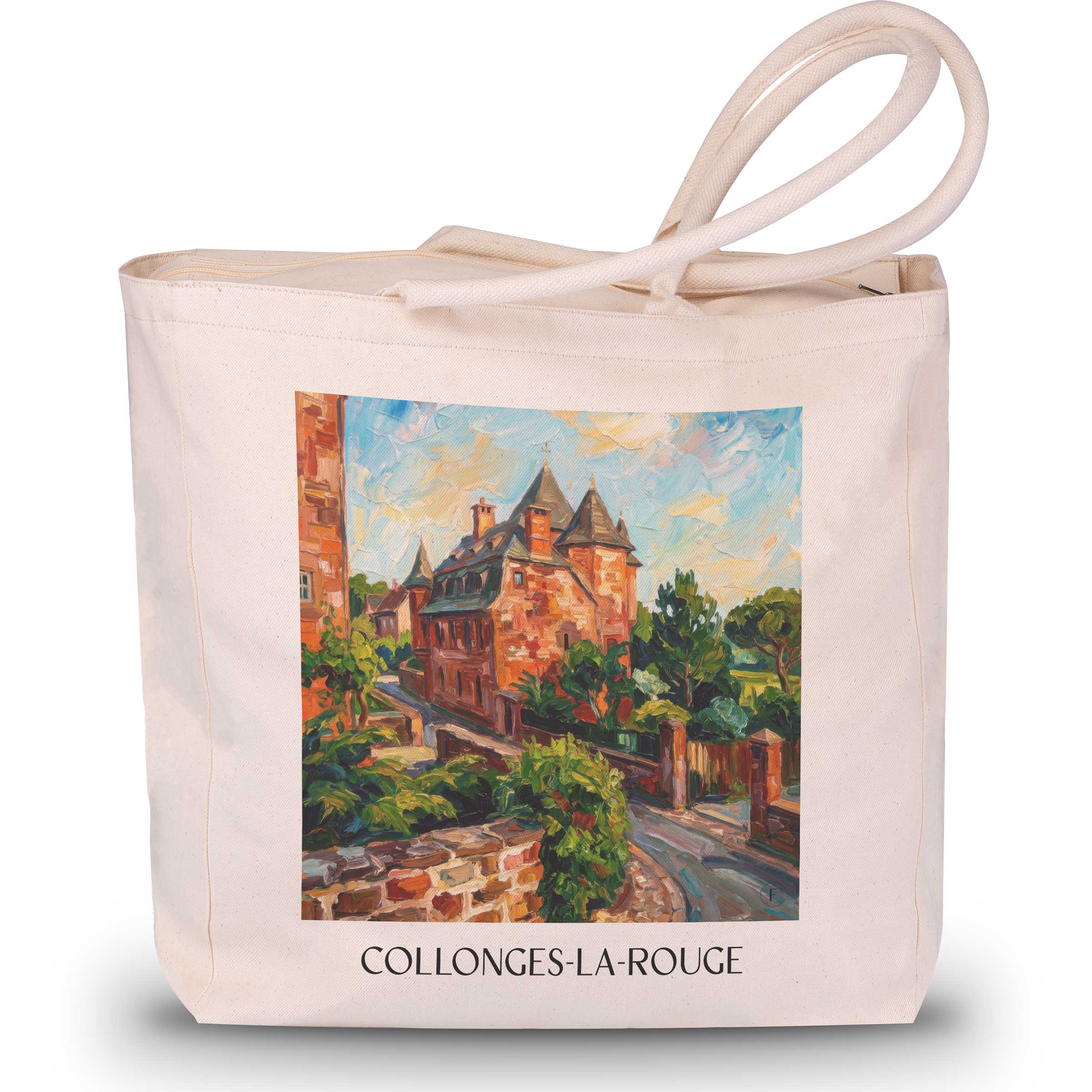 Collonges-la-Rouge Shopping Tasche - Corrèze - Frankreich Tote Bag - Einkaufstasche im Ölgemälde Stil