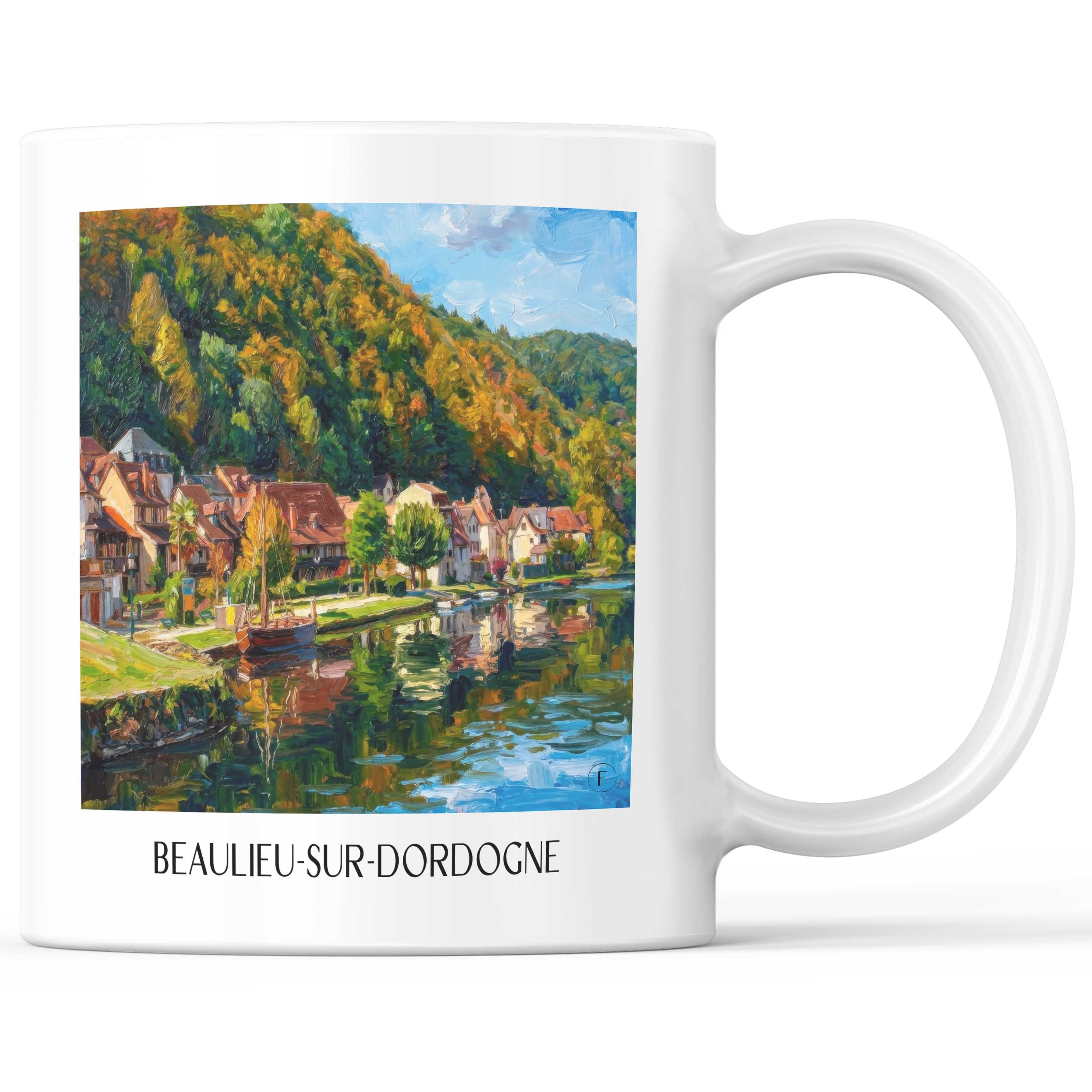 Beaulieu-sur-Dordogne Kaffeebecher - Corrèze - Frankreich Becher - Kaffeetasse im Ölgemälde Stil