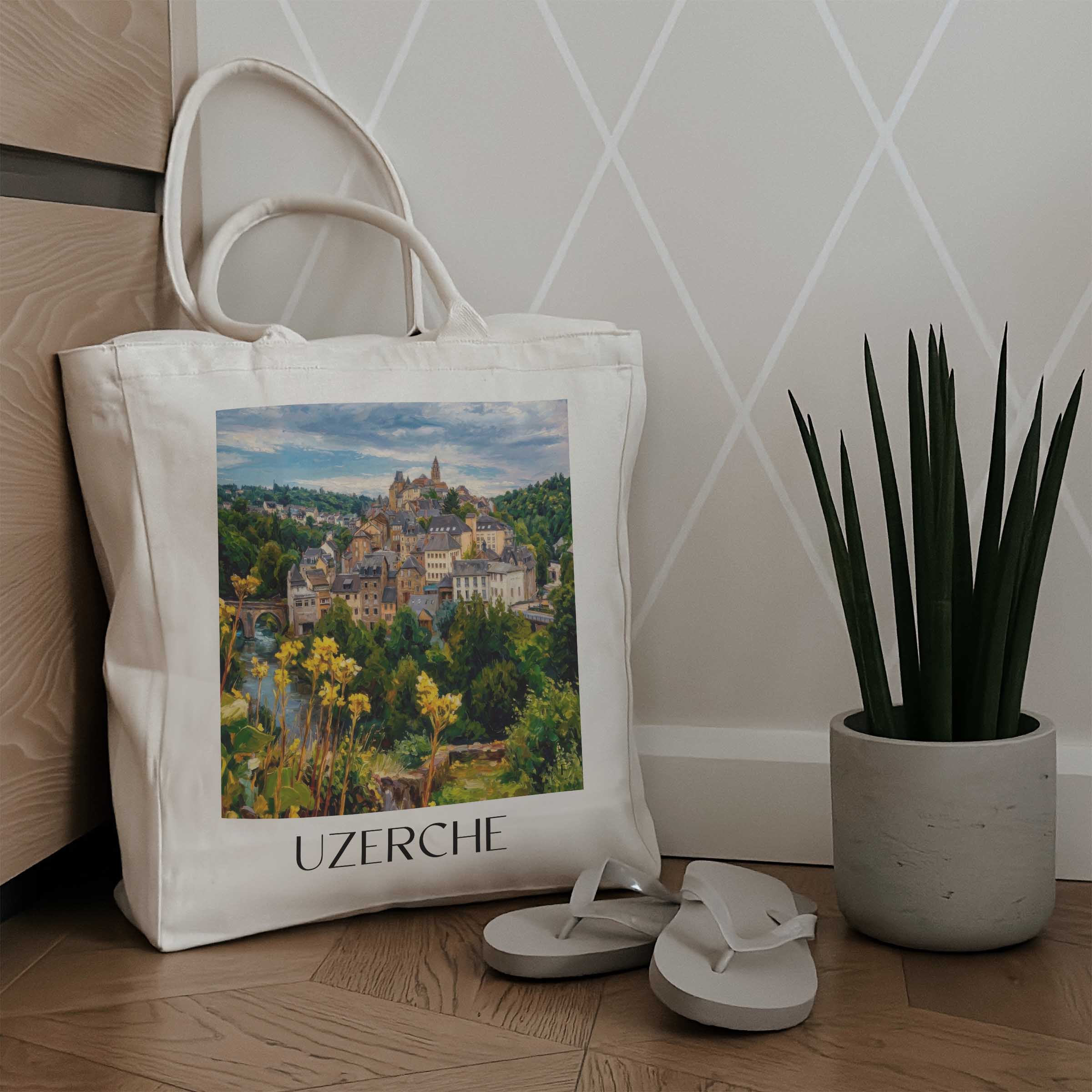 uzerche-corrèze-frankreich-einkaufstasche-oil-painting-oelgemaelde