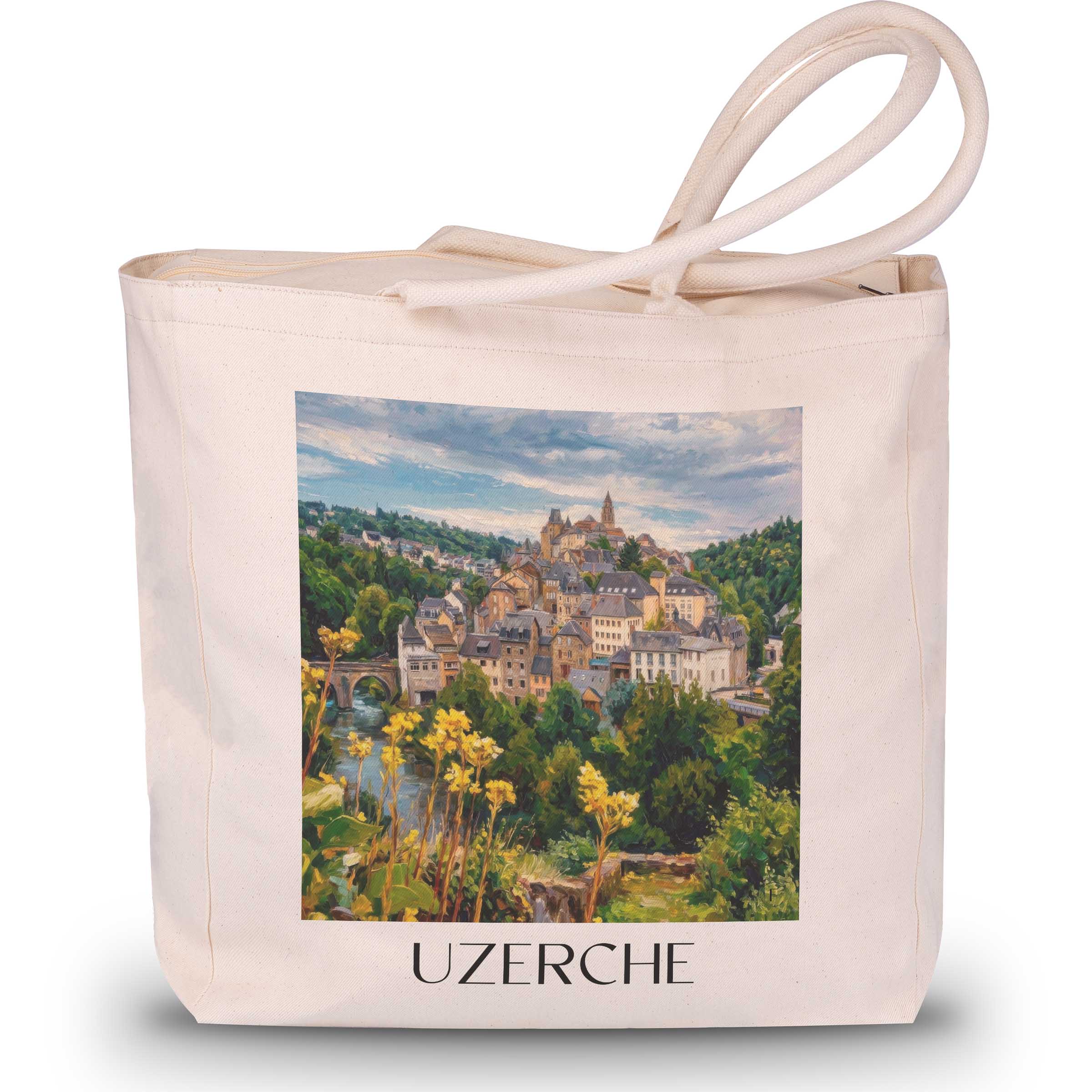 Uzerche Shopping Tasche - Corrèze - Frankreich Tote Bag - Einkaufstasche im Ölgemälde Stil