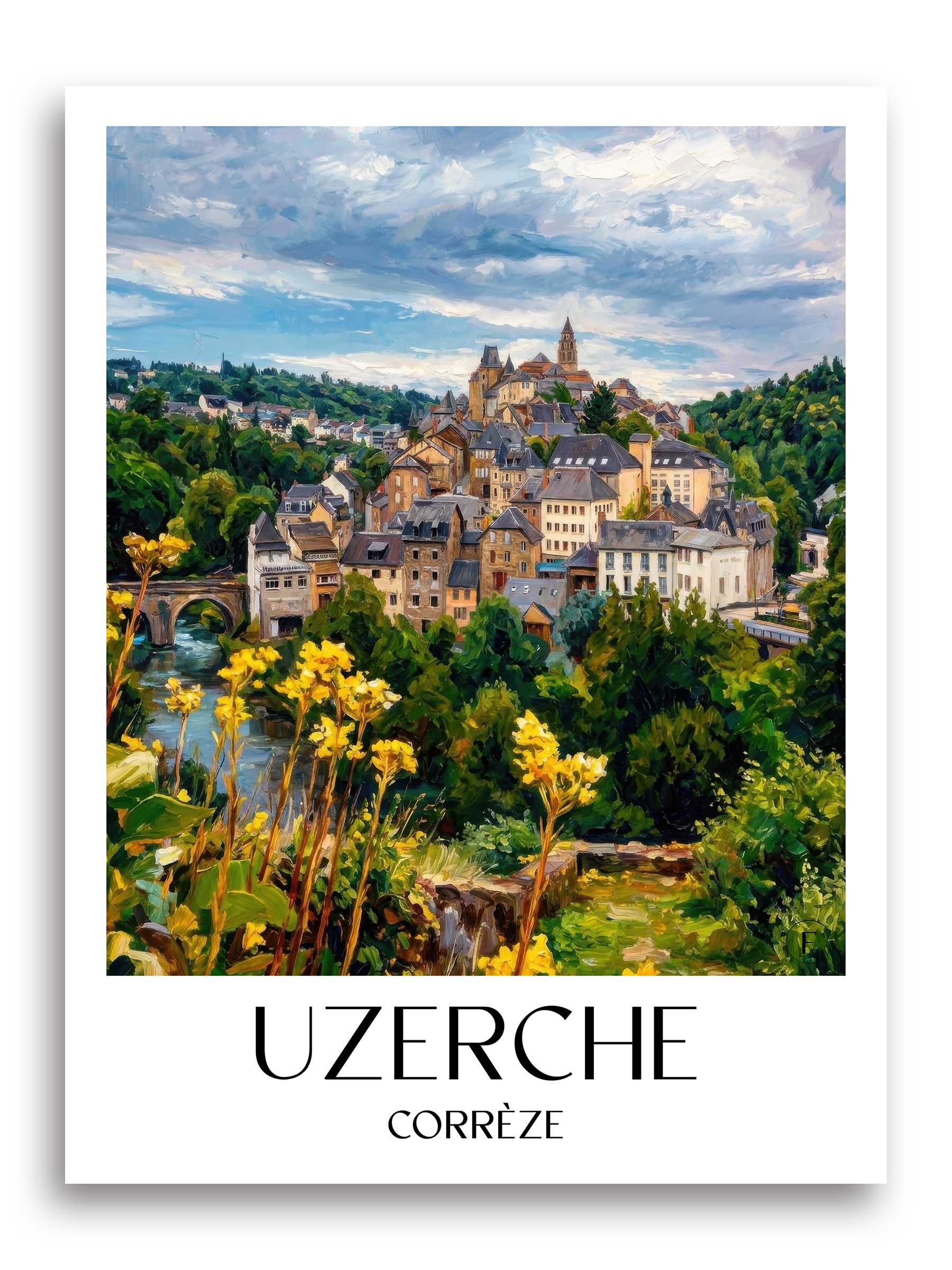 Uzerche Poster - Corrèze - Frankreich Kunstdruck - Ölgemälde von A4 bis A1