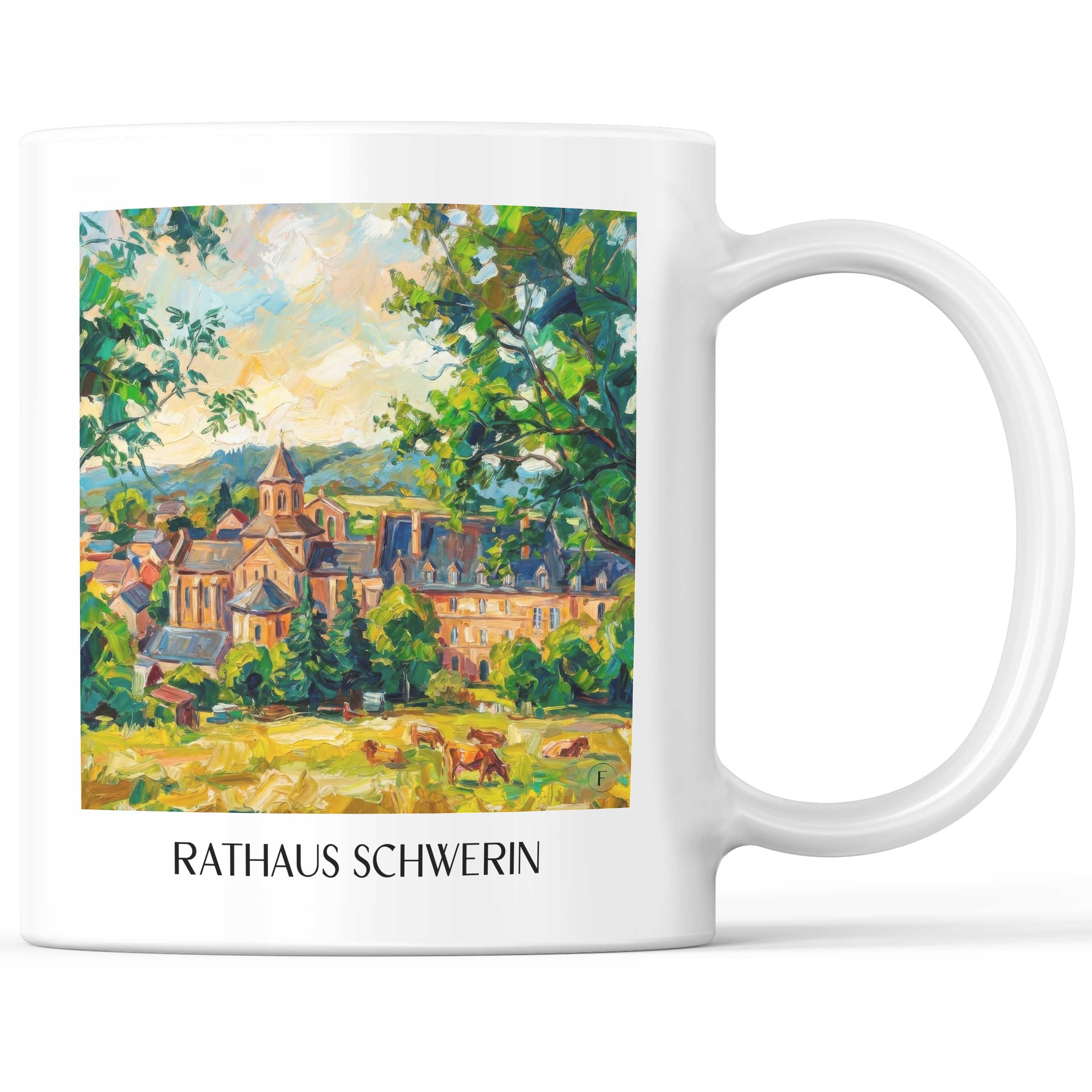 Aubazine Kaffeebecher - Corrèze - Frankreich Becher - Kaffeetasse im Ölgemälde Stil