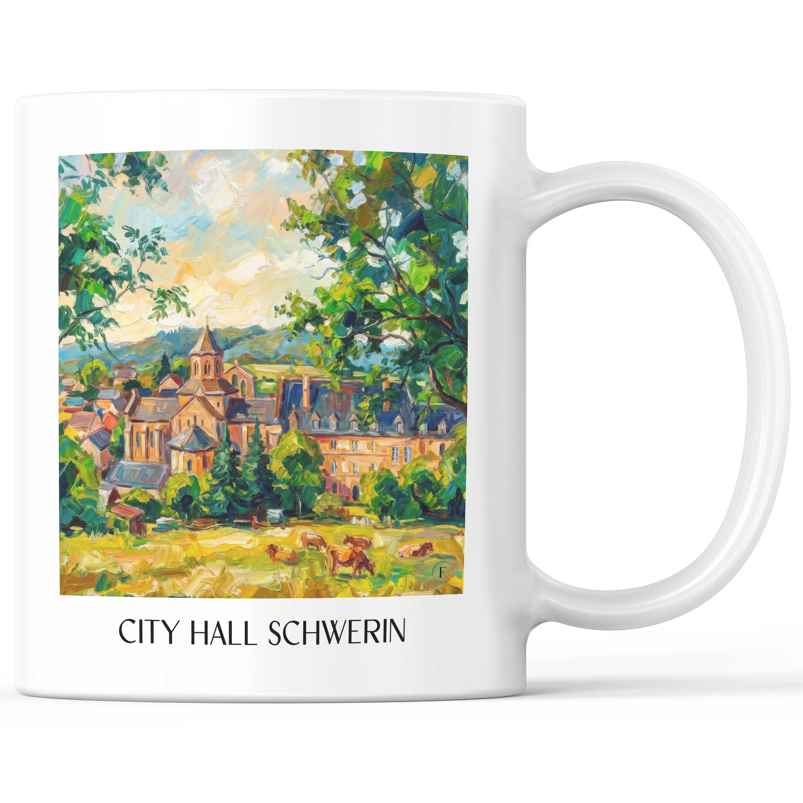 Aubazine Kaffeebecher - Corrèze - Frankreich Becher - Kaffeetasse im Ölgemälde Stil