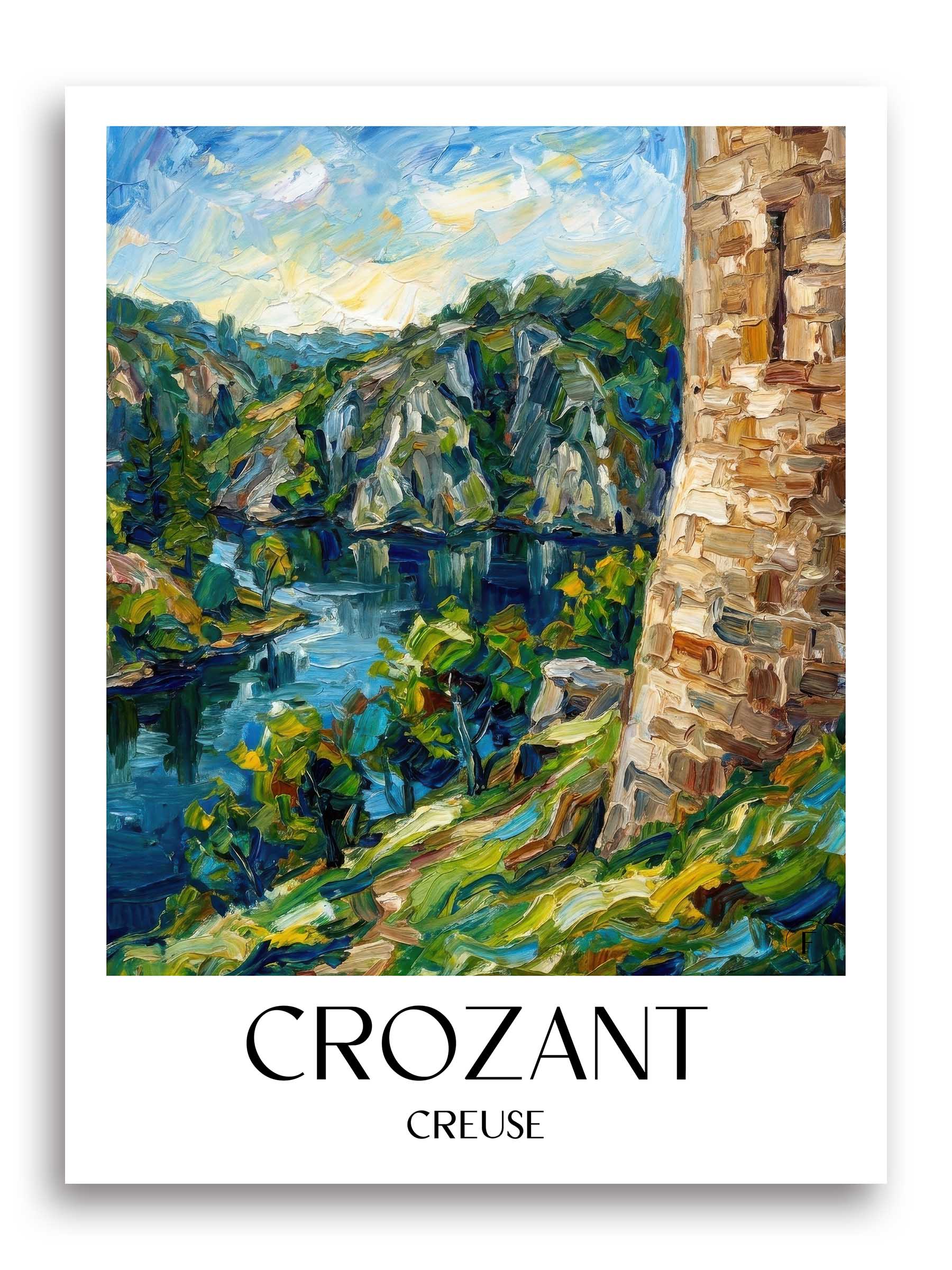 Crozant Poster - Creuse - Frankreich Kunstdruck - Ölgemälde von A4 bis A1