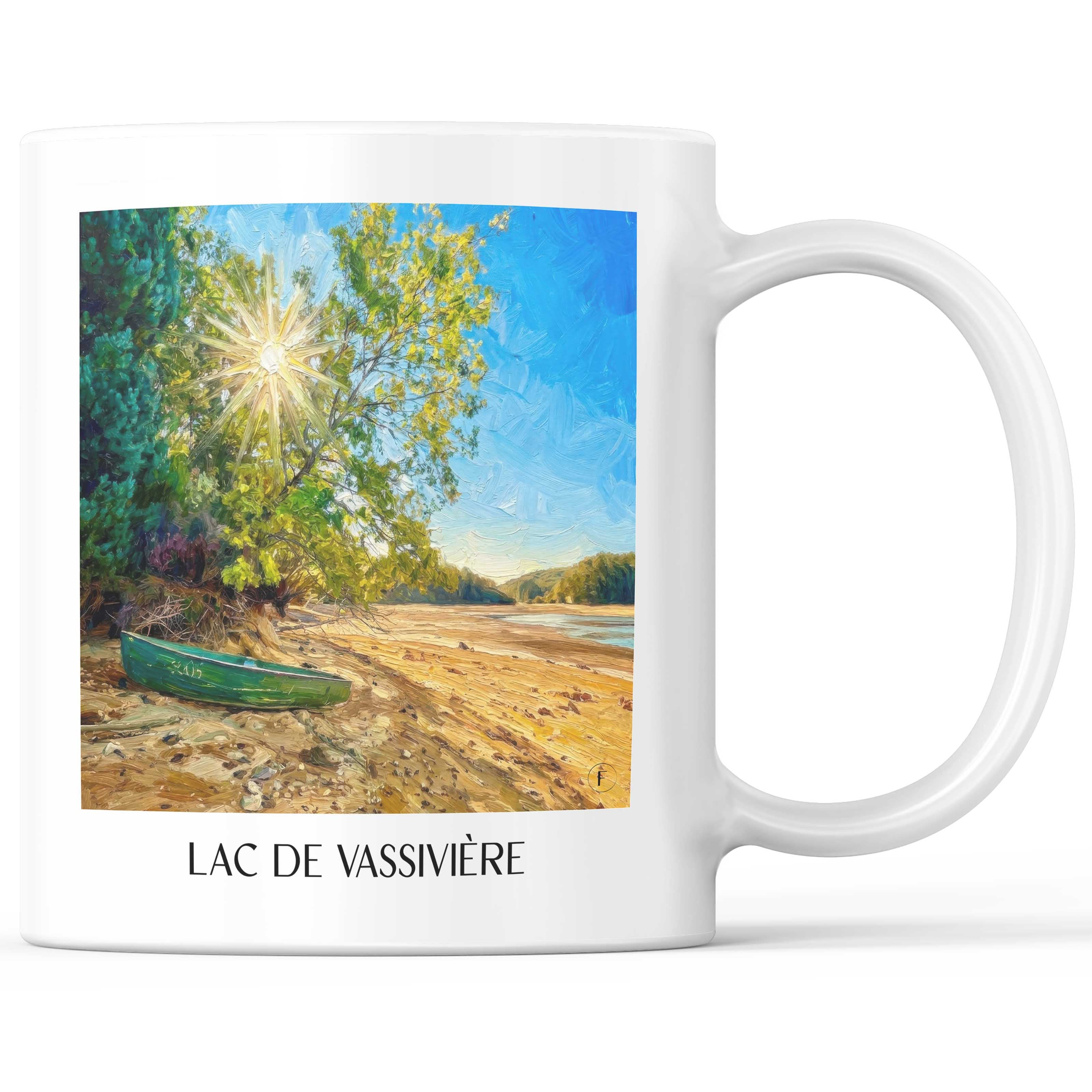 Lac de Vassivière Kaffeebecher - Creuse - Frankreich Becher - Kaffeetasse im Ölgemälde Stil