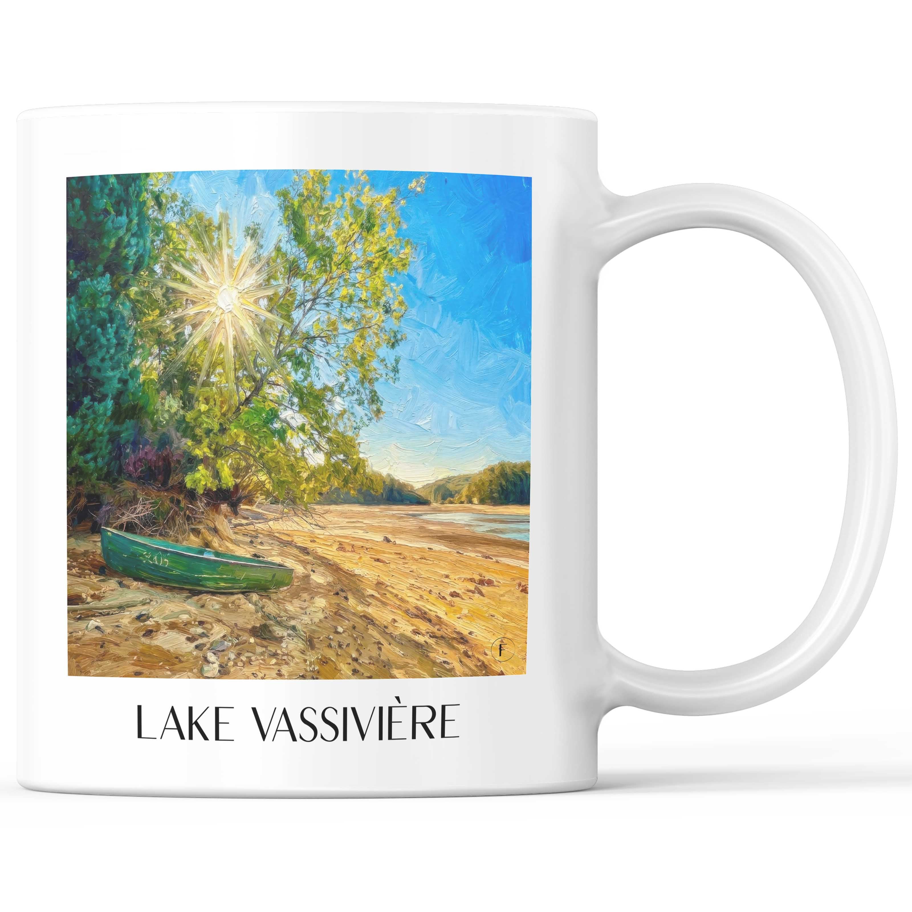 Lac de Vassivière Kaffeebecher - Creuse - Frankreich Becher - Kaffeetasse im Ölgemälde Stil