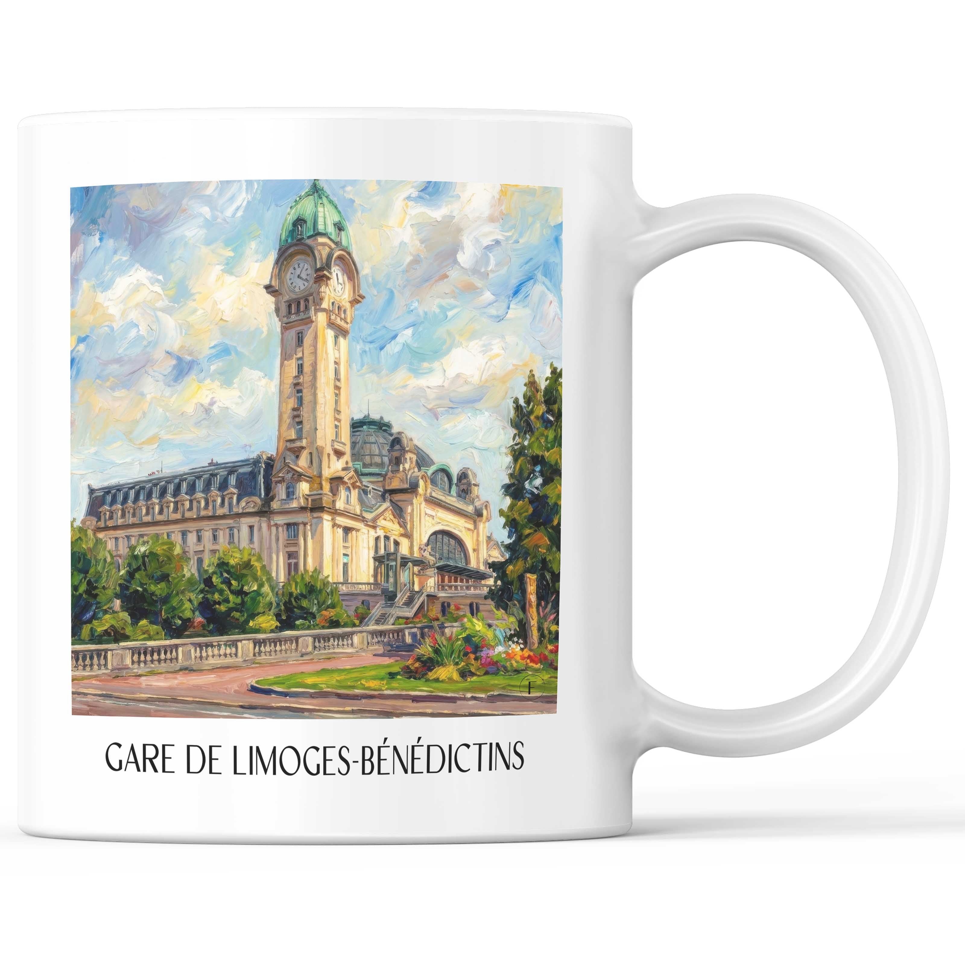 Gare de Limoges-Bénédictins Kaffeebecher - Limoges - Frankreich Becher - Kaffeetasse im Ölgemälde Stil