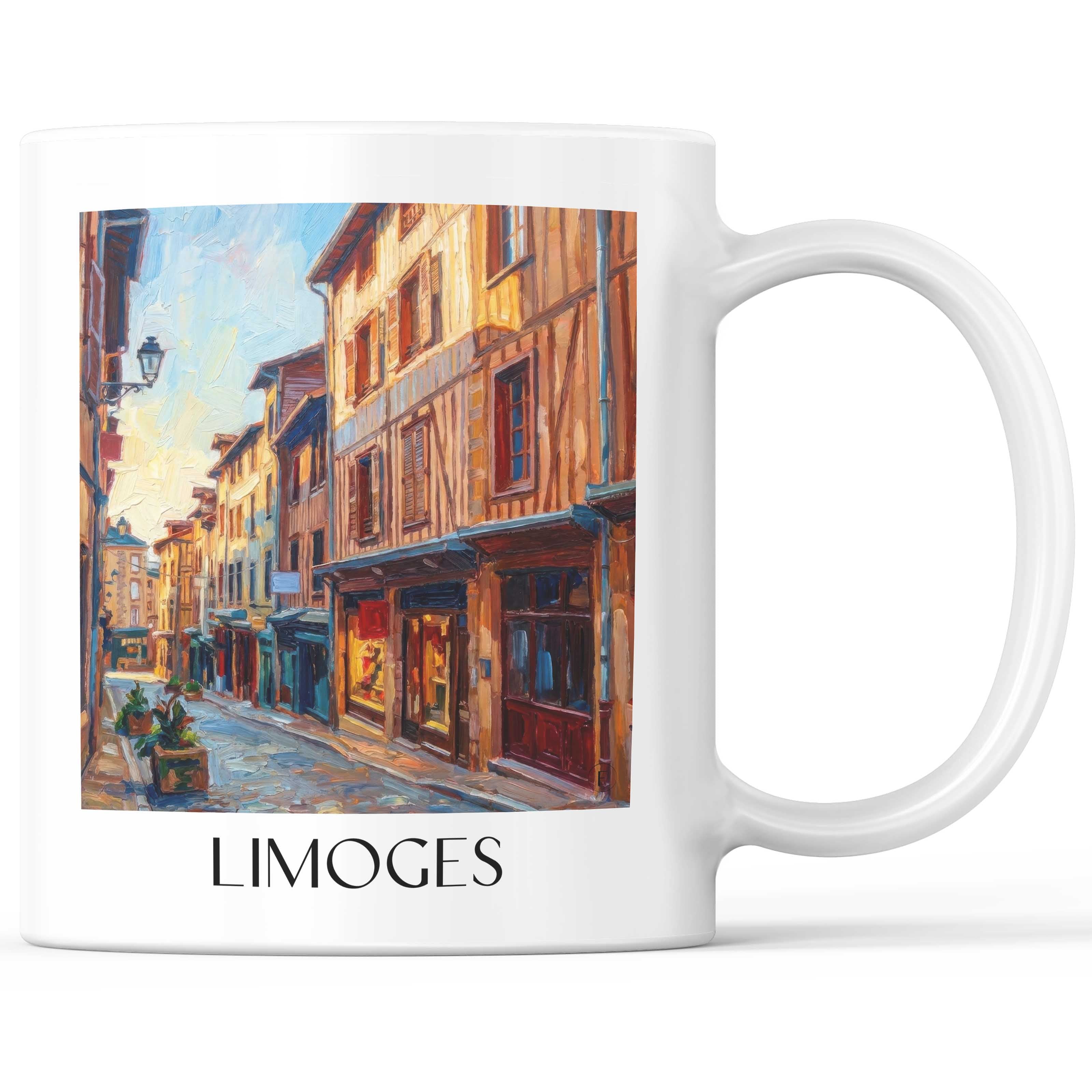 Limoges Kaffeebecher - Haute-Vienne - Frankreich Becher - Kaffeetasse im Ölgemälde Stil