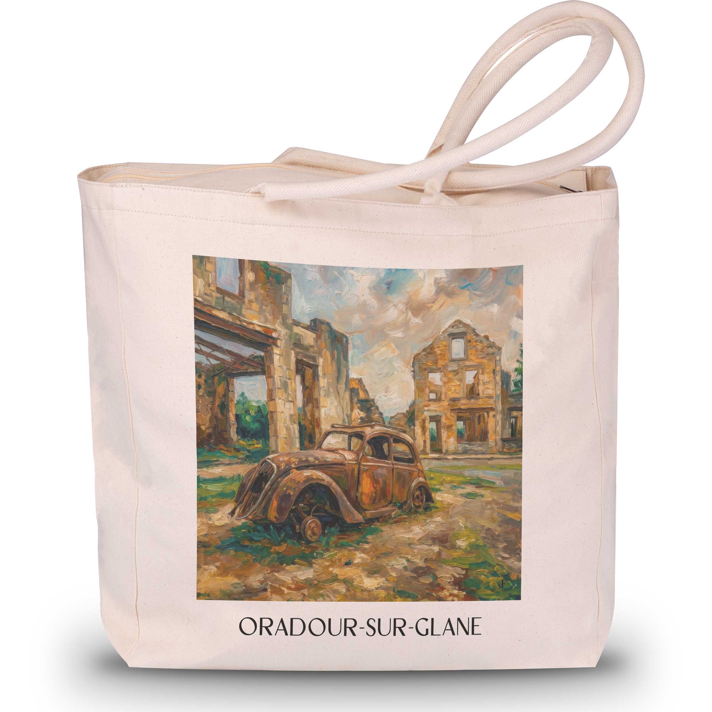 oradour-sur-glane-haute-vienne-frankreich-einkaufstasche-oil-painting-oelgemaelde