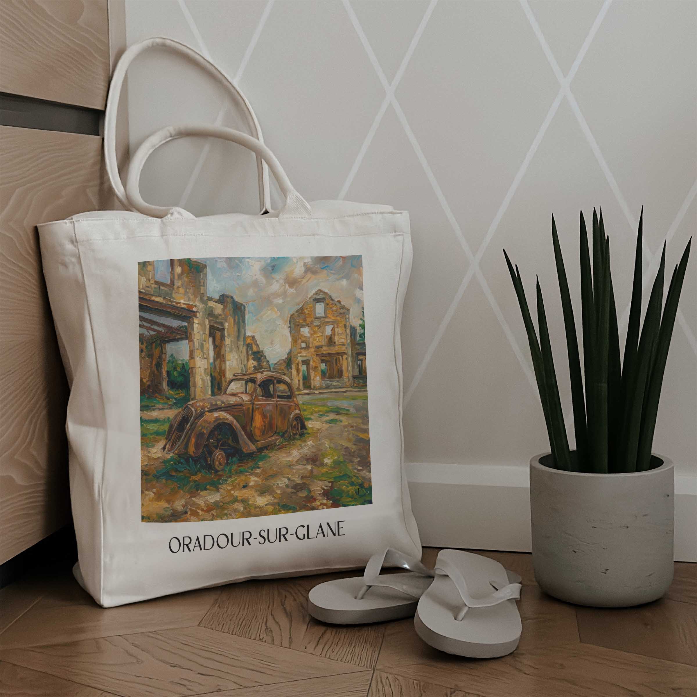 oradour-sur-glane-haute-vienne-frankreich-einkaufstasche-oil-painting-oelgemaelde