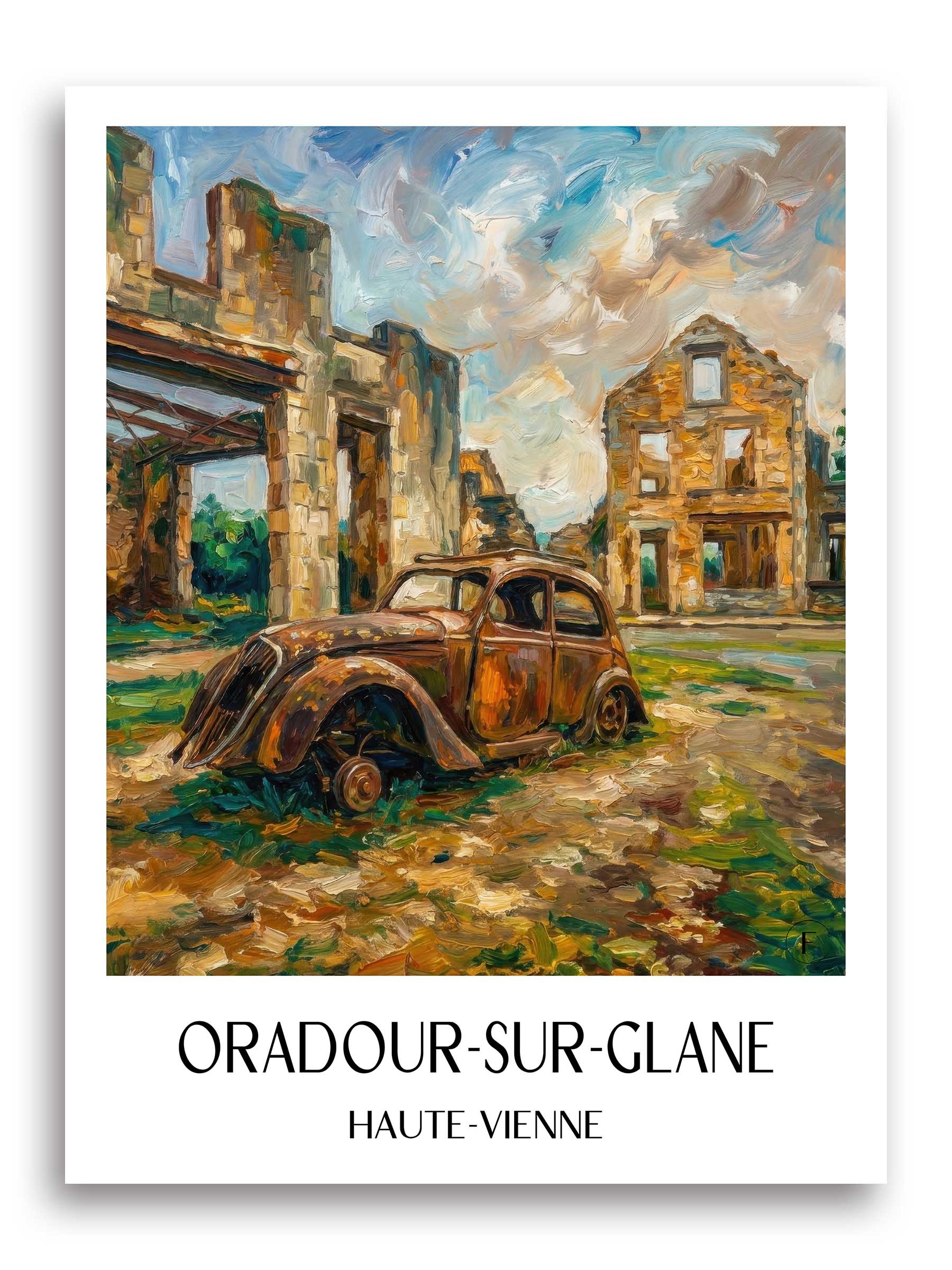 Oradour-sur-Glane Poster - Haute-Vienne - Frankreich Kunstdruck - Ölgemälde von A4 bis A1