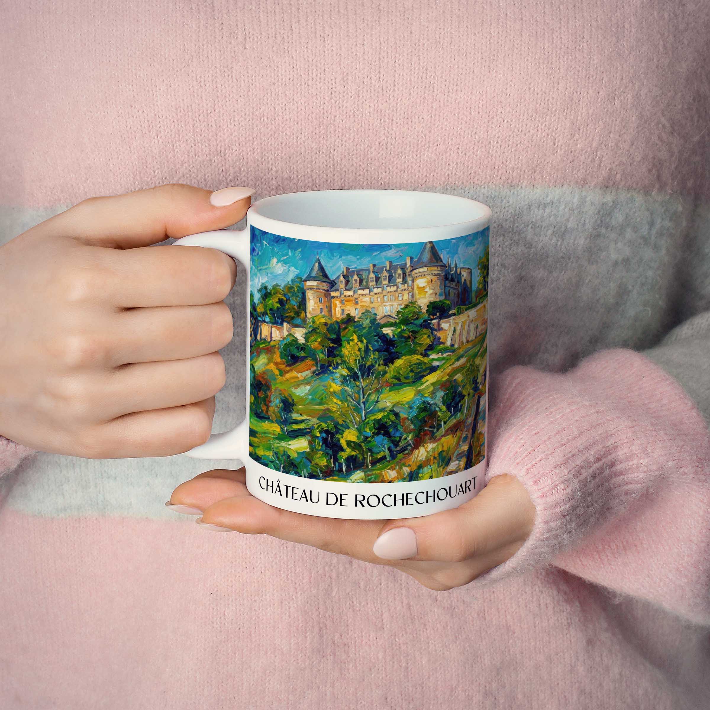 château-de-rochechouart-haute-vienne-frankreich-kaffeebecher-oil-painting-oelgemaelde