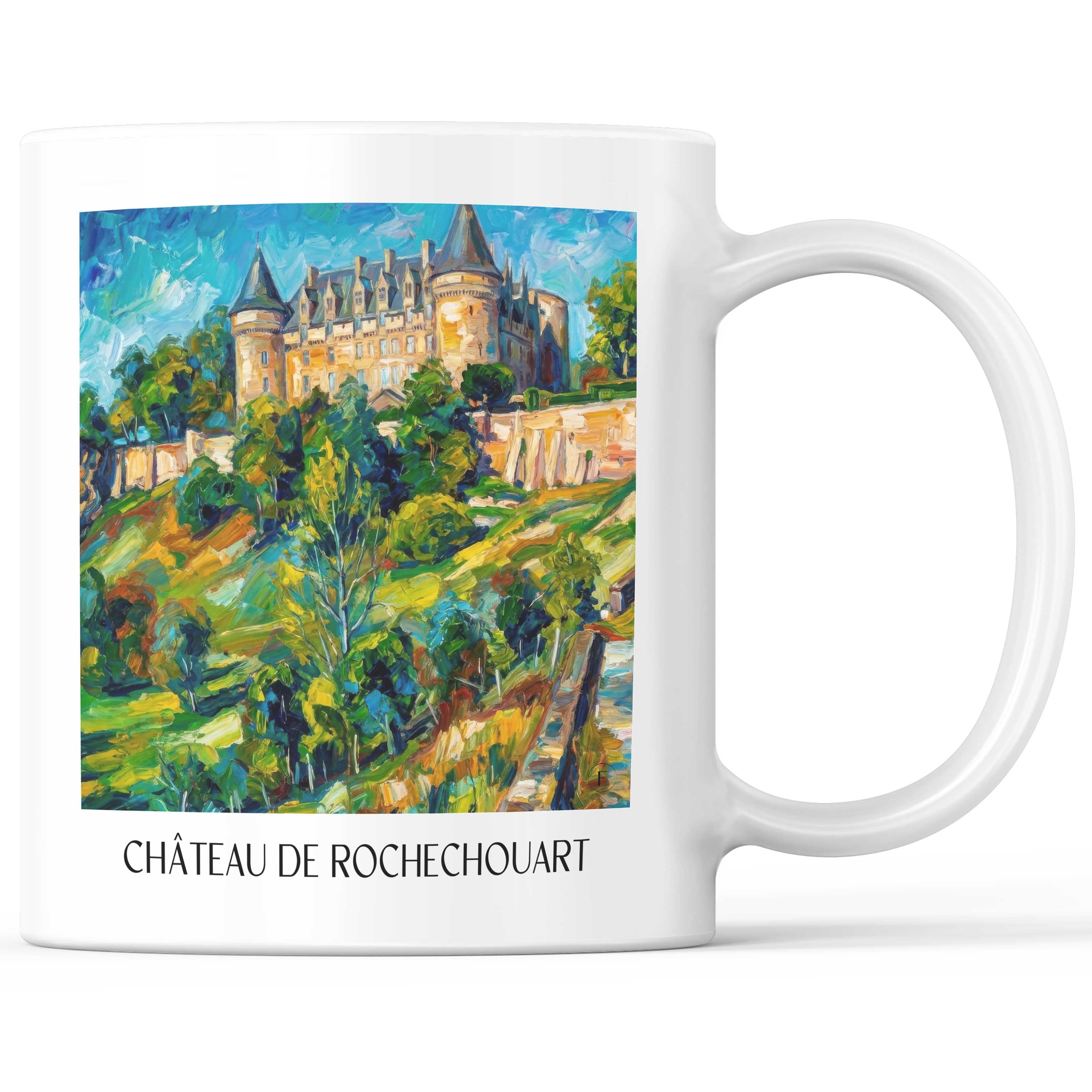Château de Rochechouart Kaffeebecher - Haute-Vienne - Frankreich Becher - Kaffeetasse im Ölgemälde Stil