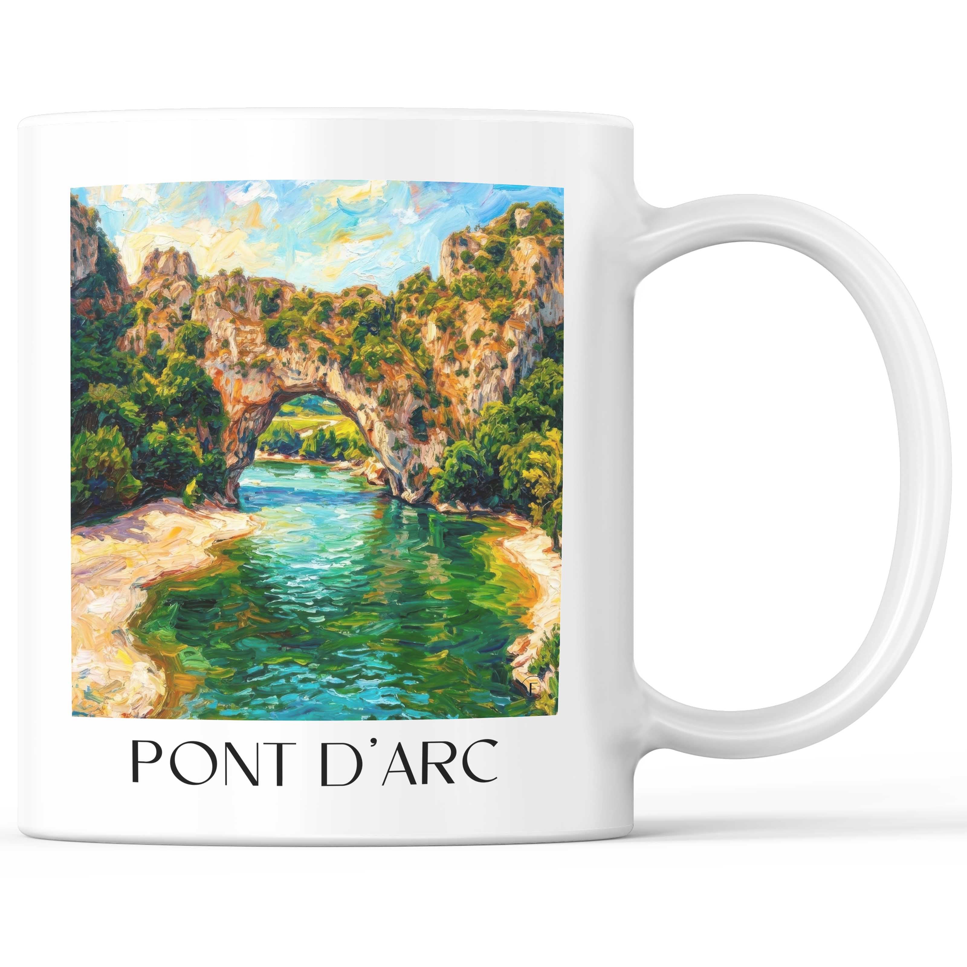 Pont d'Arc Kaffeebecher - Gorges de l'Ardèche - Frankreich Becher - Kaffeetasse im Ölgemälde Stil