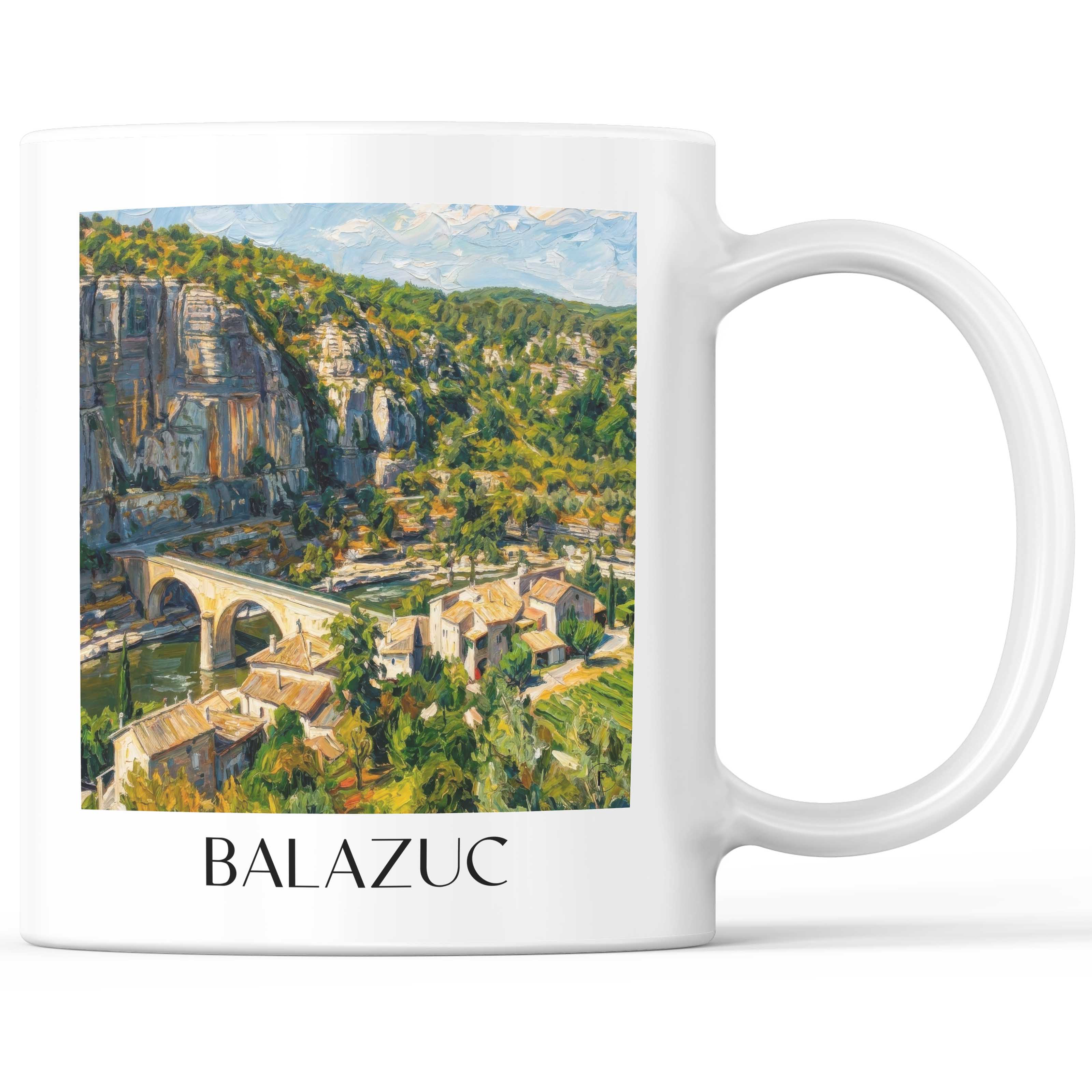Balazuc Kaffeebecher - Vallée de l'Ardèche - Frankreich Becher - Kaffeetasse im Ölgemälde Stil