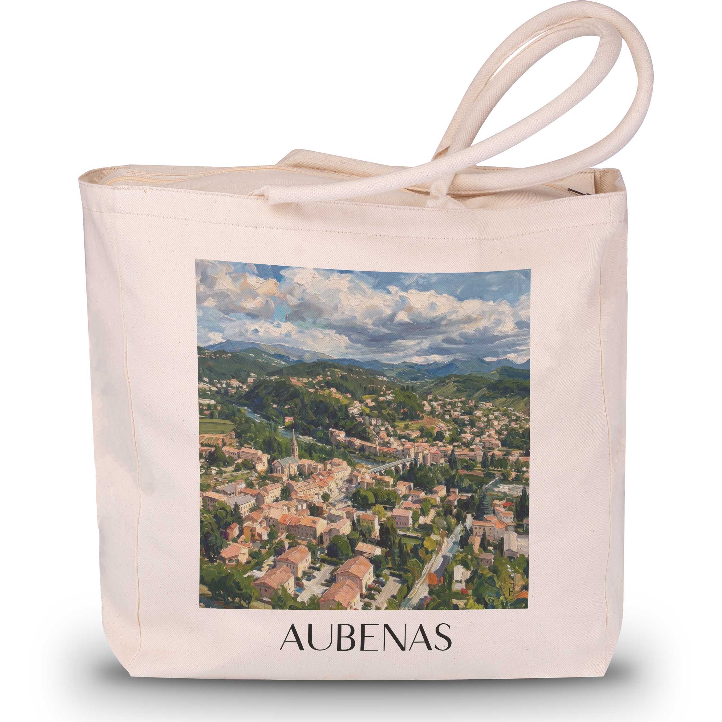 aubenas-ardèche-frankreich-einkaufstasche-oil-painting-oelgemaelde