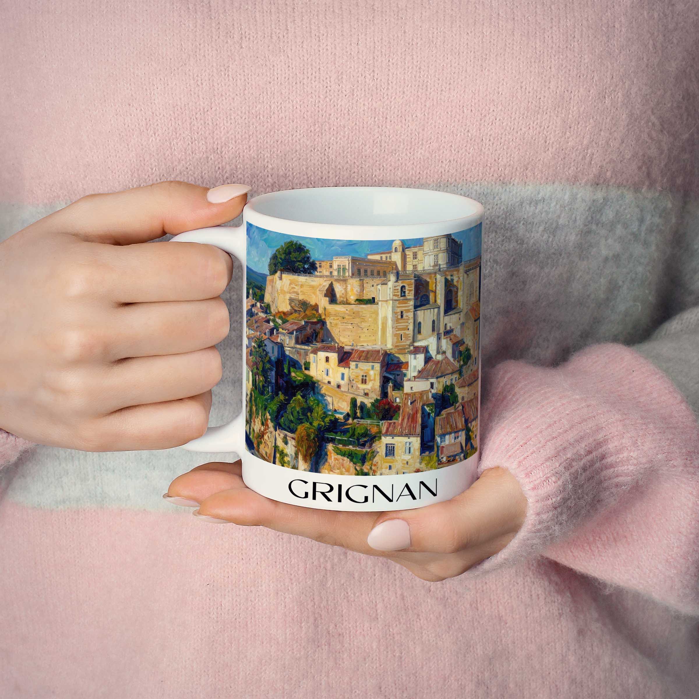 grignan-drôme-frankreich-kaffeebecher-oil-painting-oelgemaelde