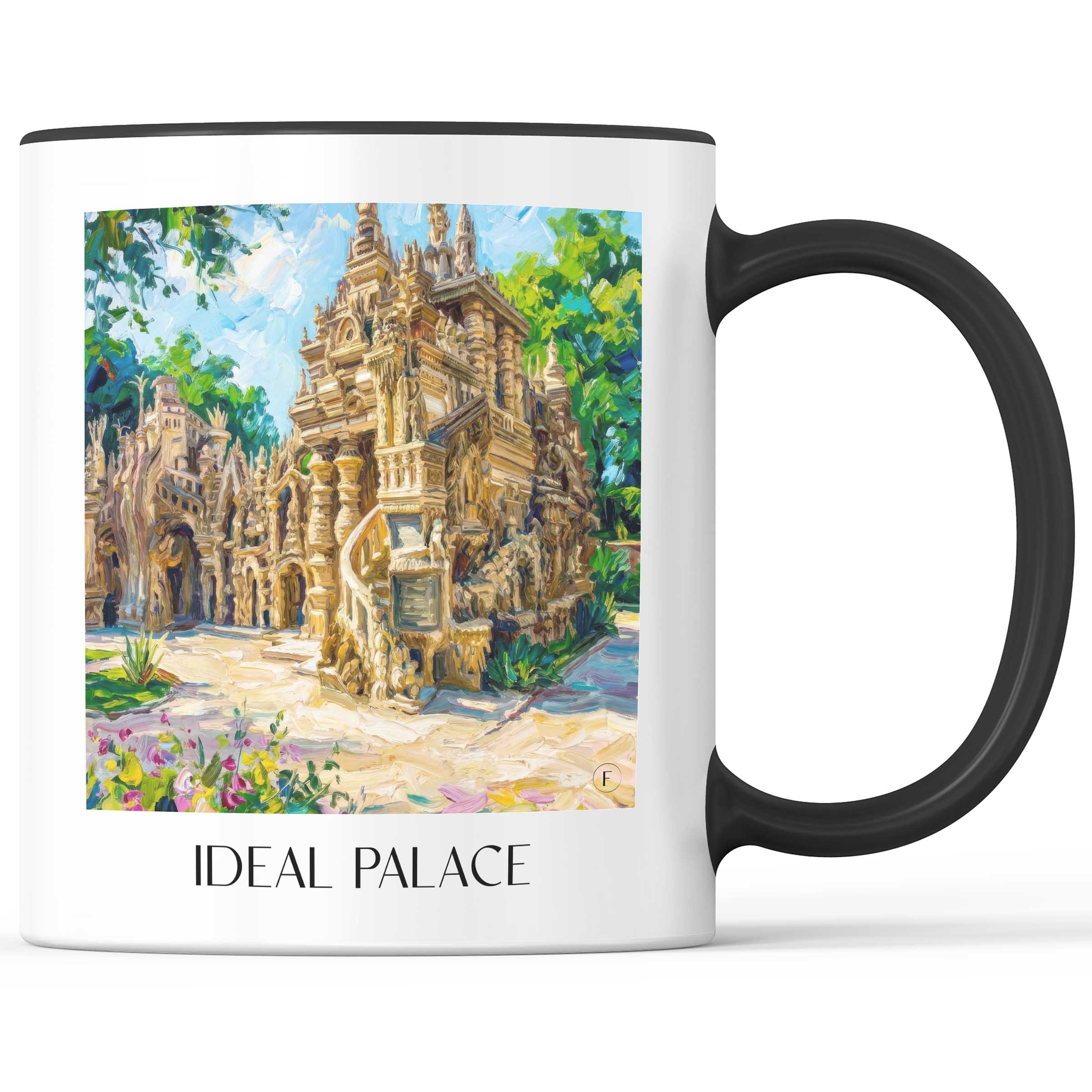 Palais Idéal Kaffeebecher - Hauterives - Frankreich Becher - Kaffeetasse im Ölgemälde Stil