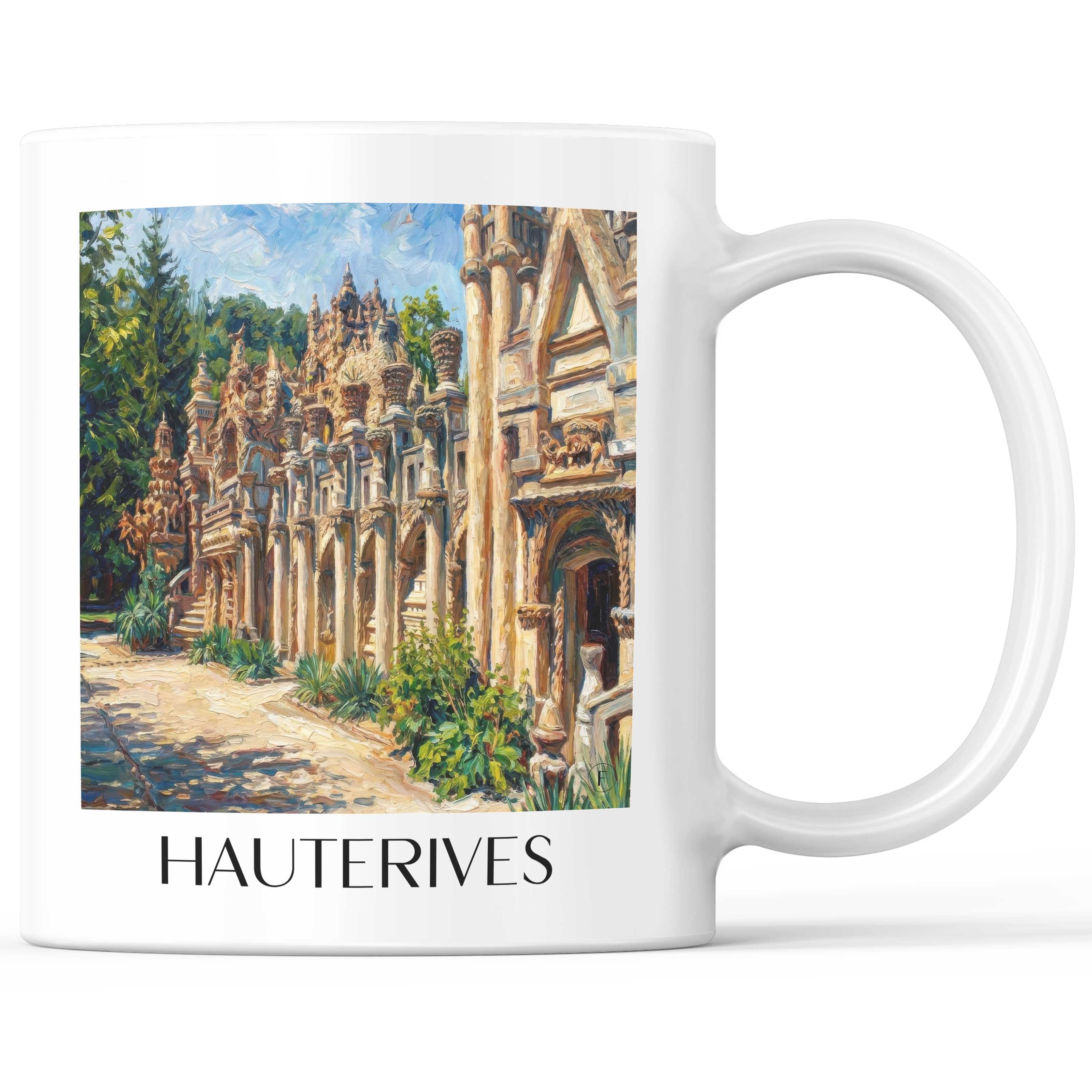 Hauterives Kaffeebecher - Drôme - Frankreich Becher - Kaffeetasse im Ölgemälde Stil