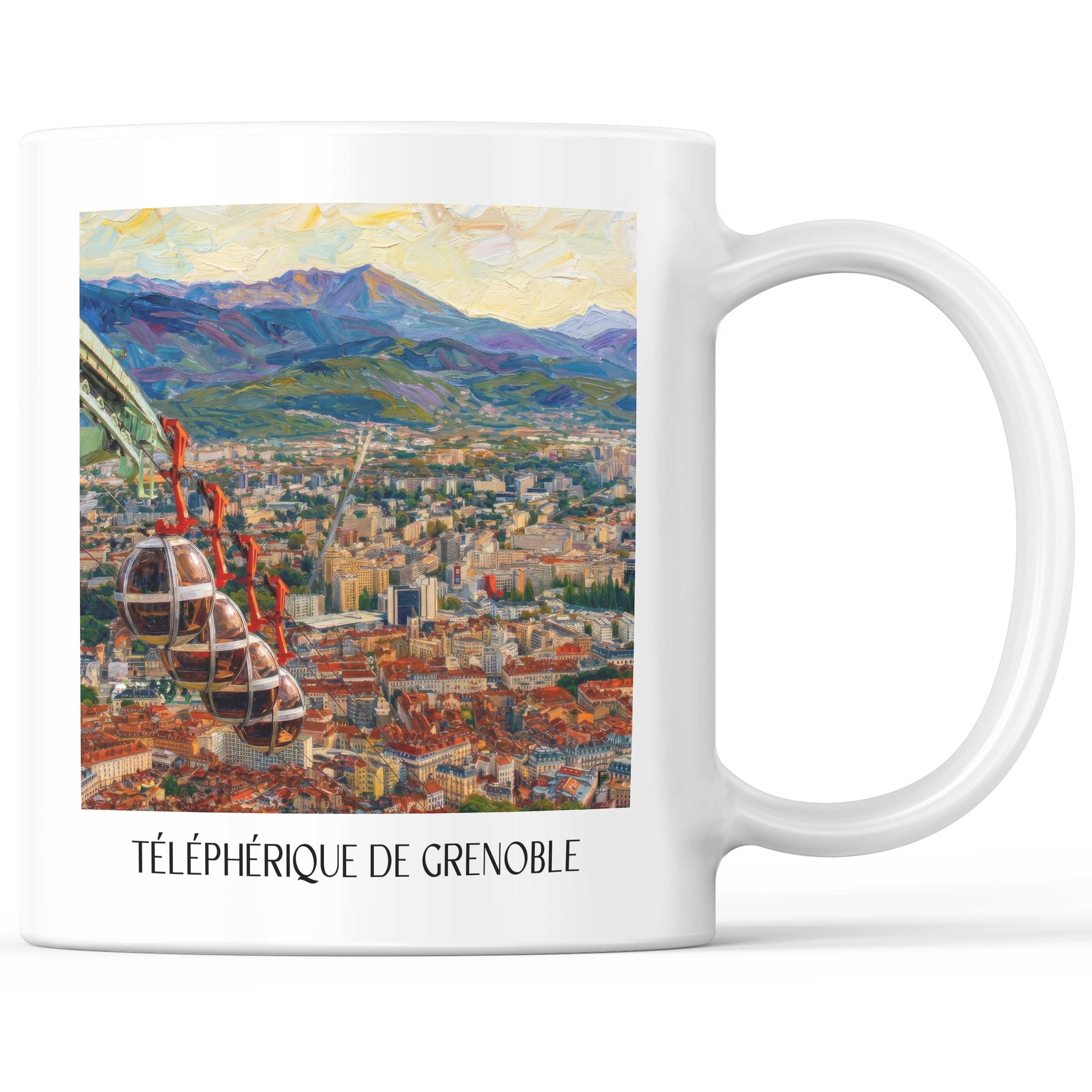 Téléphérique de Grenoble Kaffeebecher - Isère - Frankreich Becher - Kaffeetasse im Ölgemälde Stil