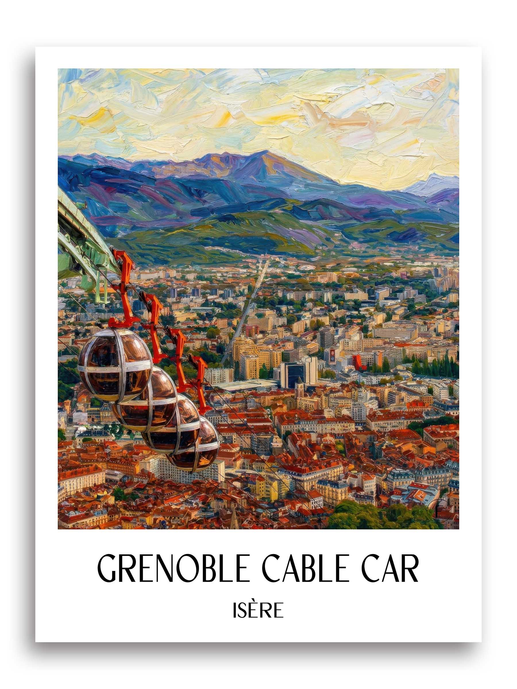 Téléphérique de Grenoble Poster - Isère - Frankreich Kunstdruck - Ölgemälde von A4 bis A1